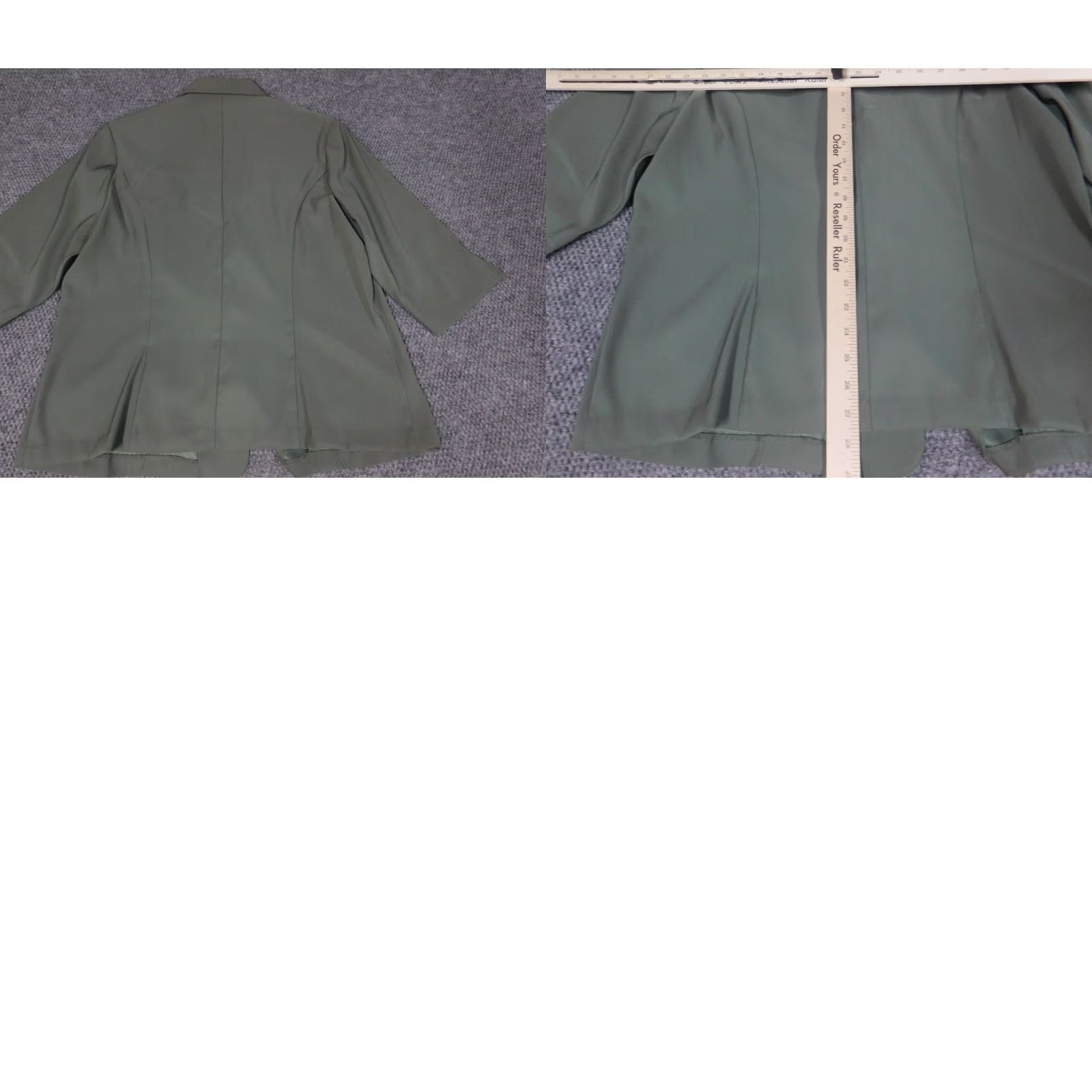Vintage Dressbarn Blazer Jacket 1X Plus Green Solid Mid-Length Polyester Rayon Collared Embroidered Button Closure Size XL / US 12-14 / IT 48-50 - 8 Thumbnail