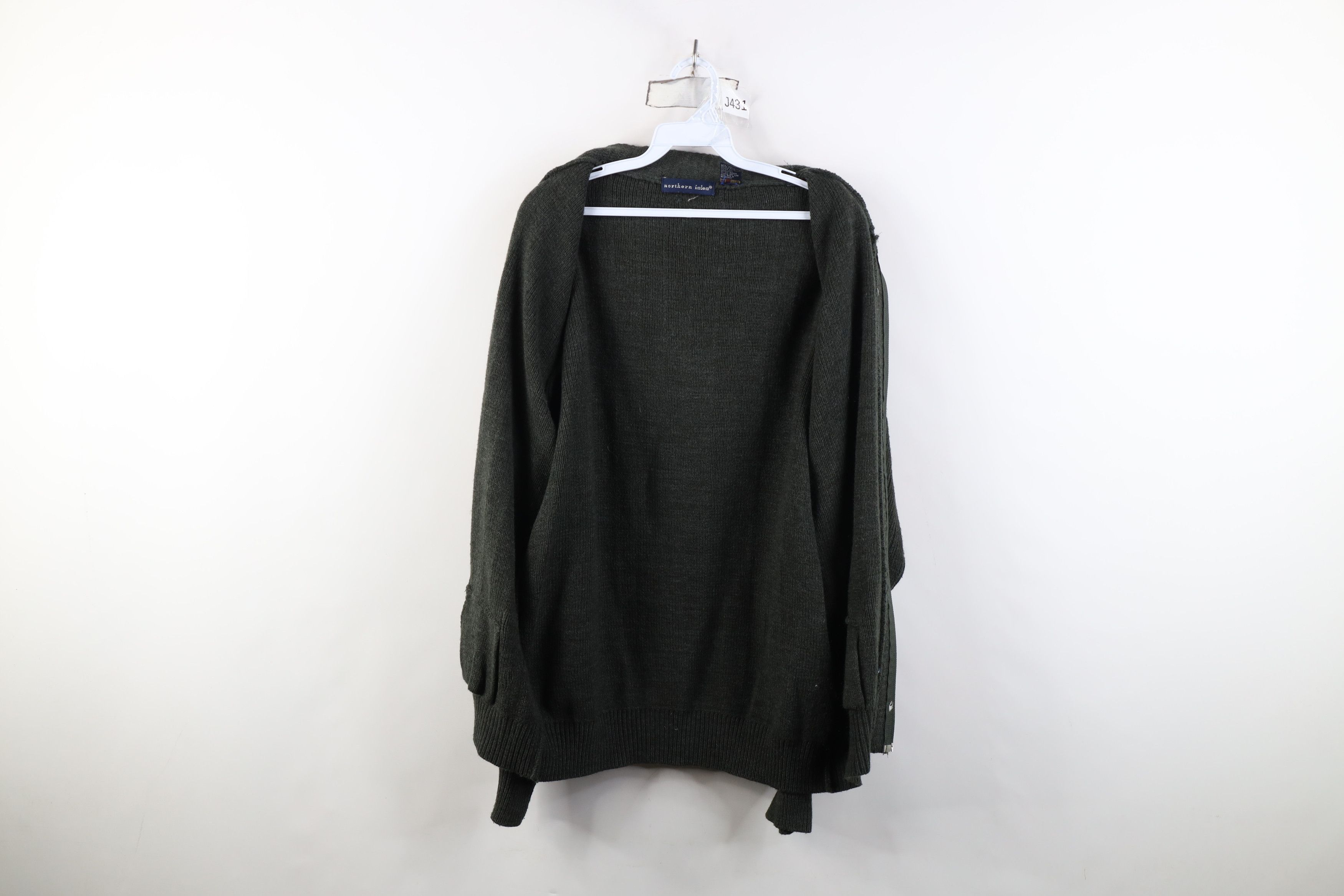 Vintage Vintage 90s Streetwear Ribbed Zip Cardigan Sweater Green Size US XL / EU 56 / 4 - 9 Thumbnail