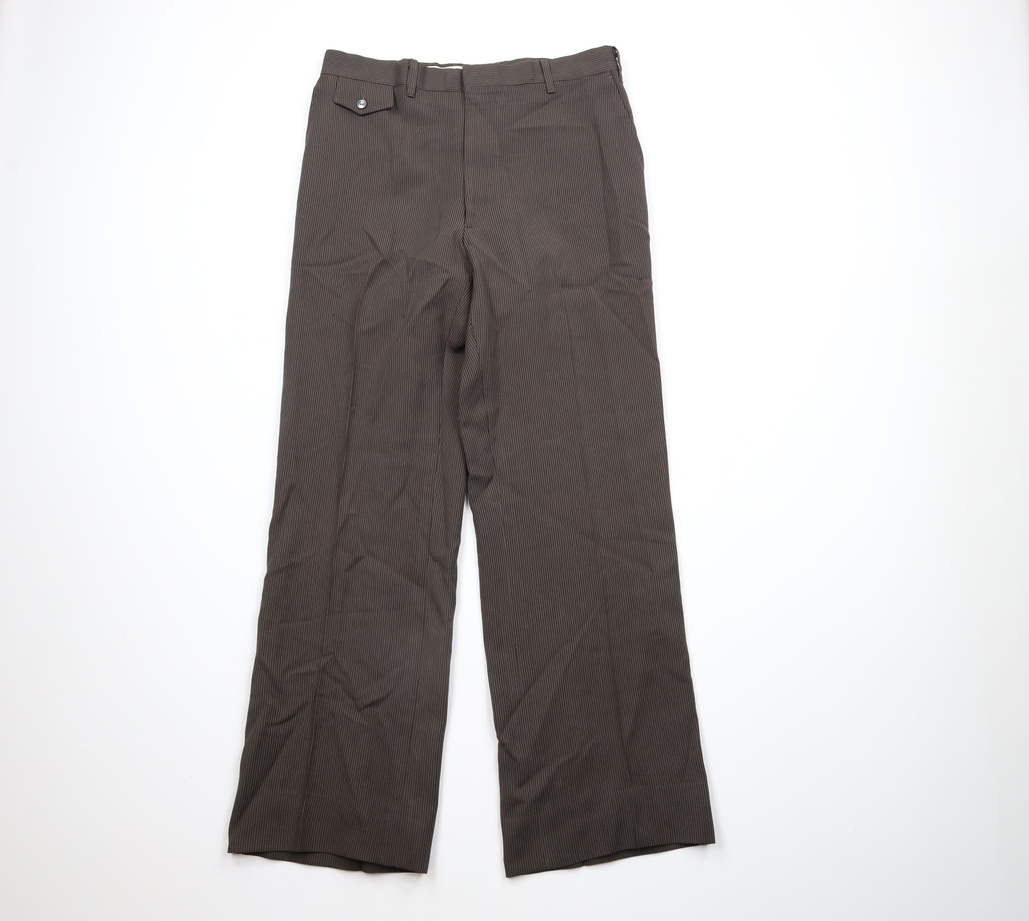 Vintage Vintage 60s 70s Streetwear Knit Bell Bottoms Pants Brown USA Size US 32 / EU 48 - 1 Thumbnail