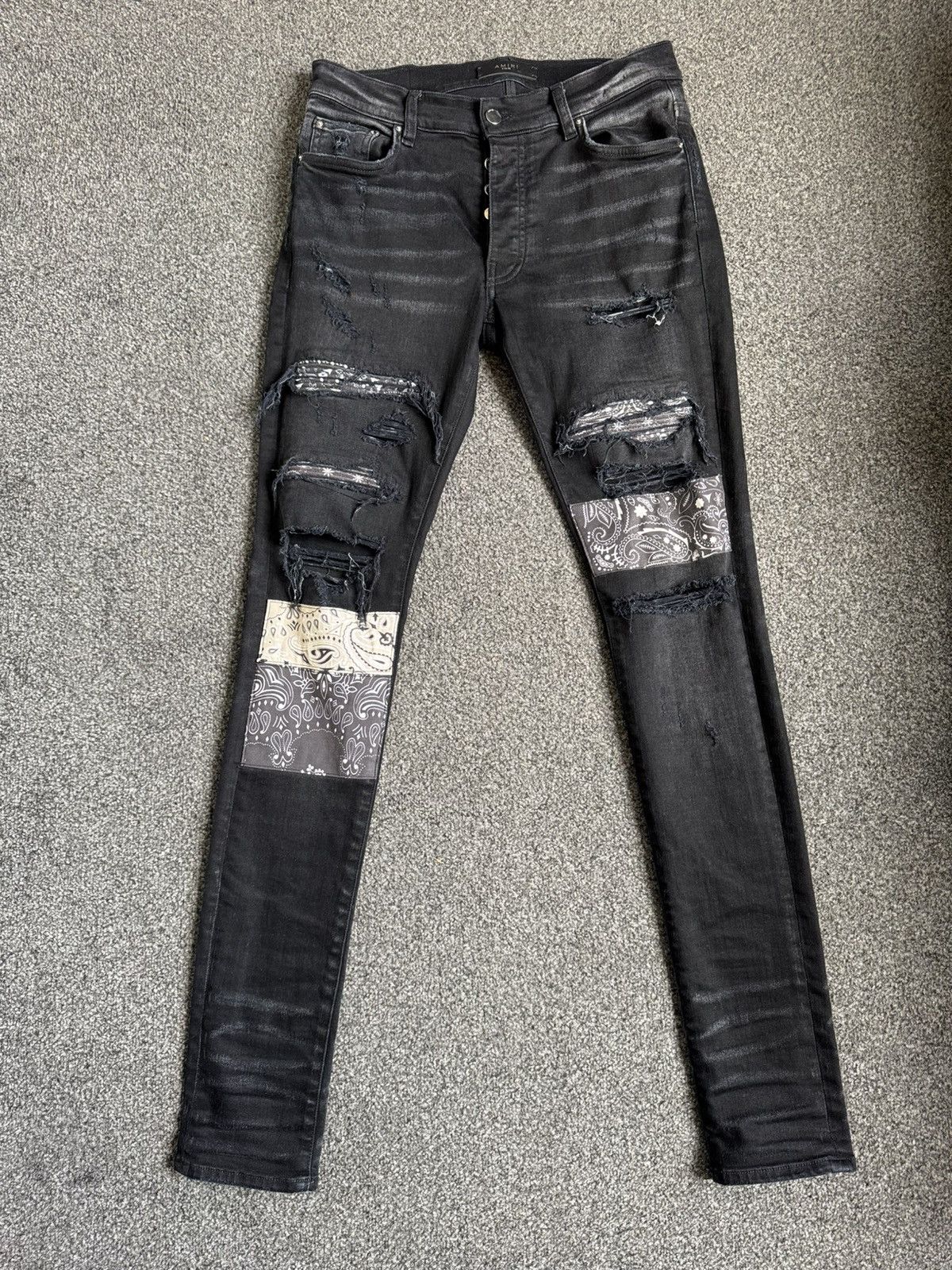 Amiri Amiri Aged Black Patchwork Art Jeans Size US 30 / EU 46 - 1 Thumbnail