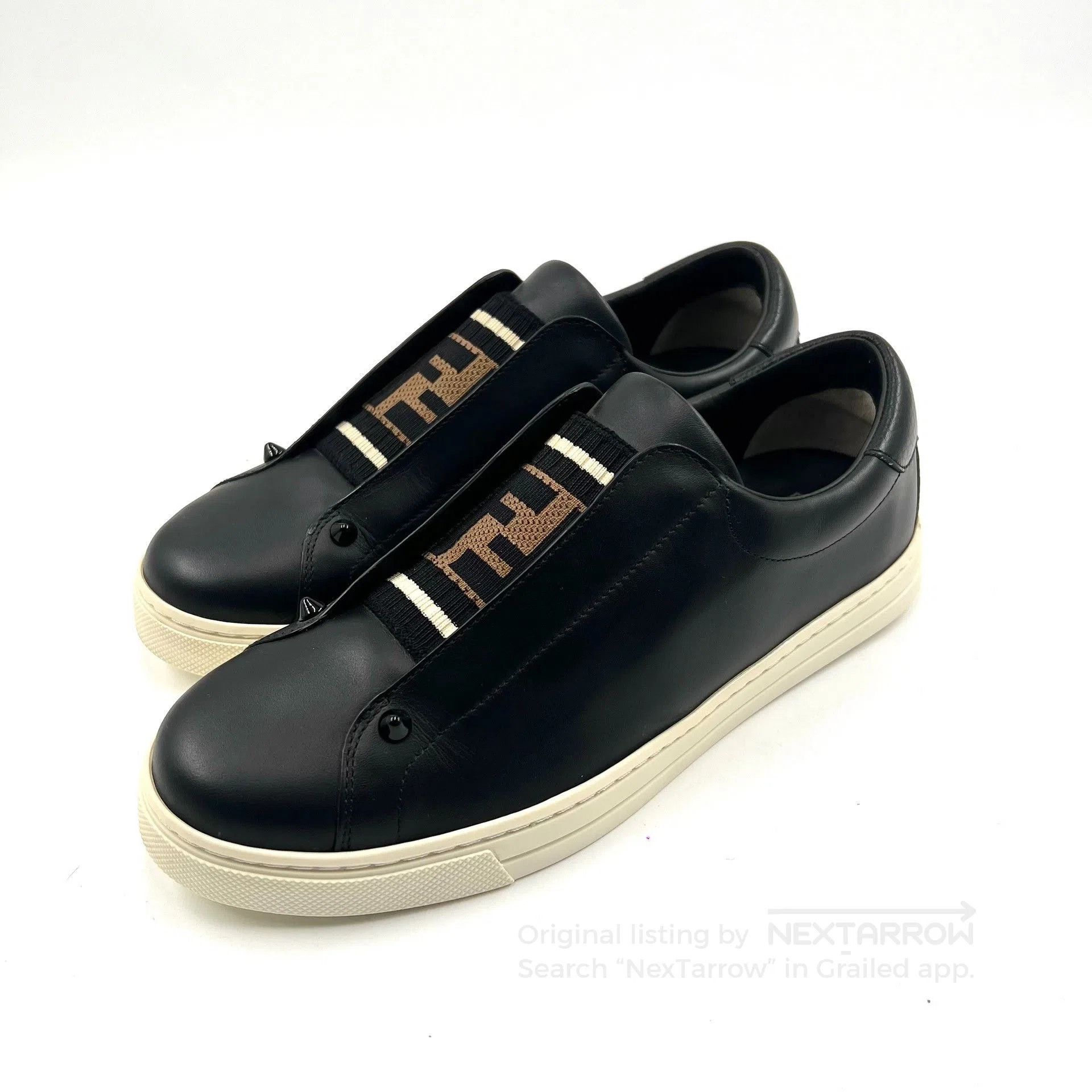 Fendi Fendi Black Leather Slip-On Low-Top Shoes. Size US 6.5 / IT 36.5 - 1 Thumbnail