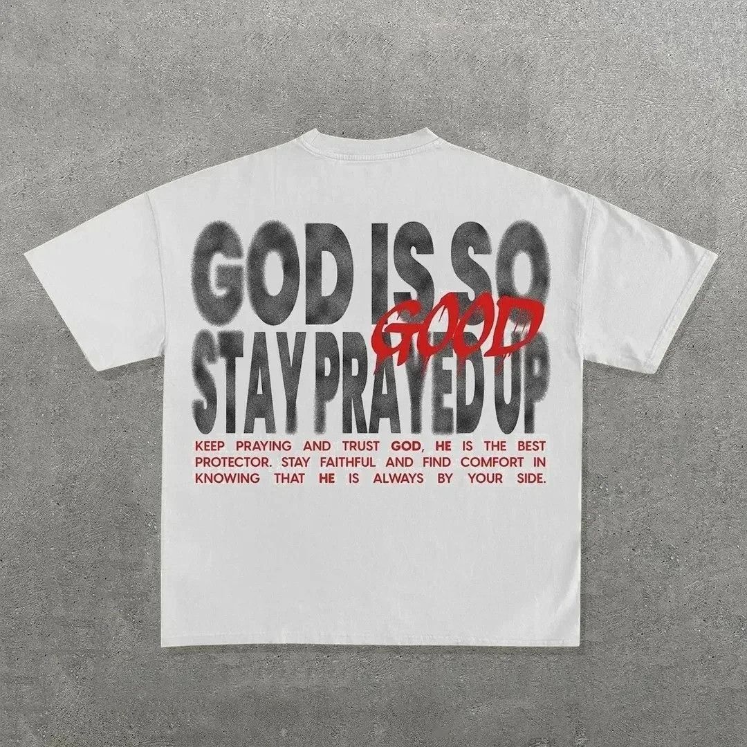 Japanese Brand God Is So Good Praise Print Letter T-shirt Punk Graphic Tees Size US S / EU 44-46 / 1 - 1 Thumbnail