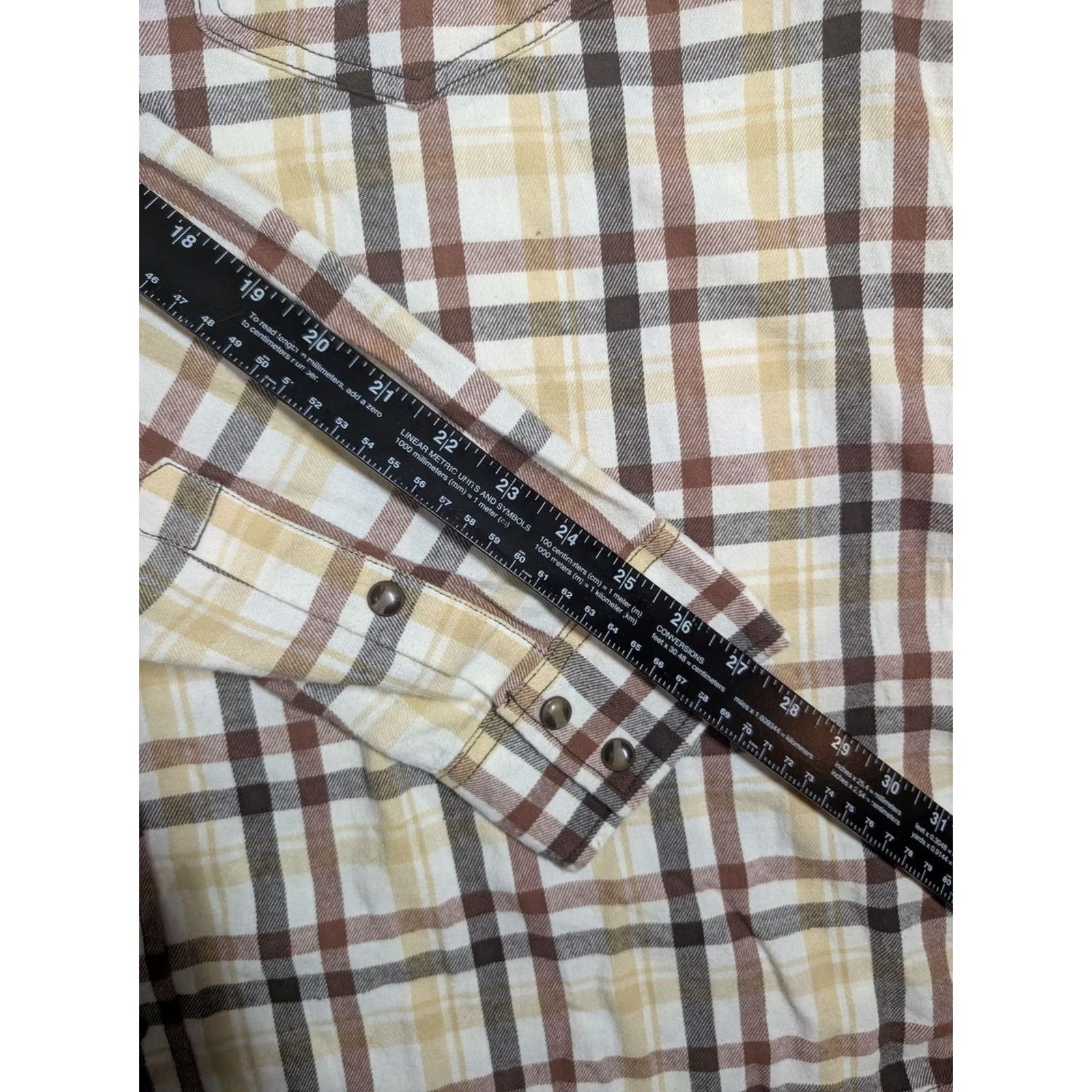 Cody James Cody James Shirt Mens XL Beige Plaid Flannel Long Sleeve Snap Front Western Size US XL / EU 56 / 4 - 4 Thumbnail