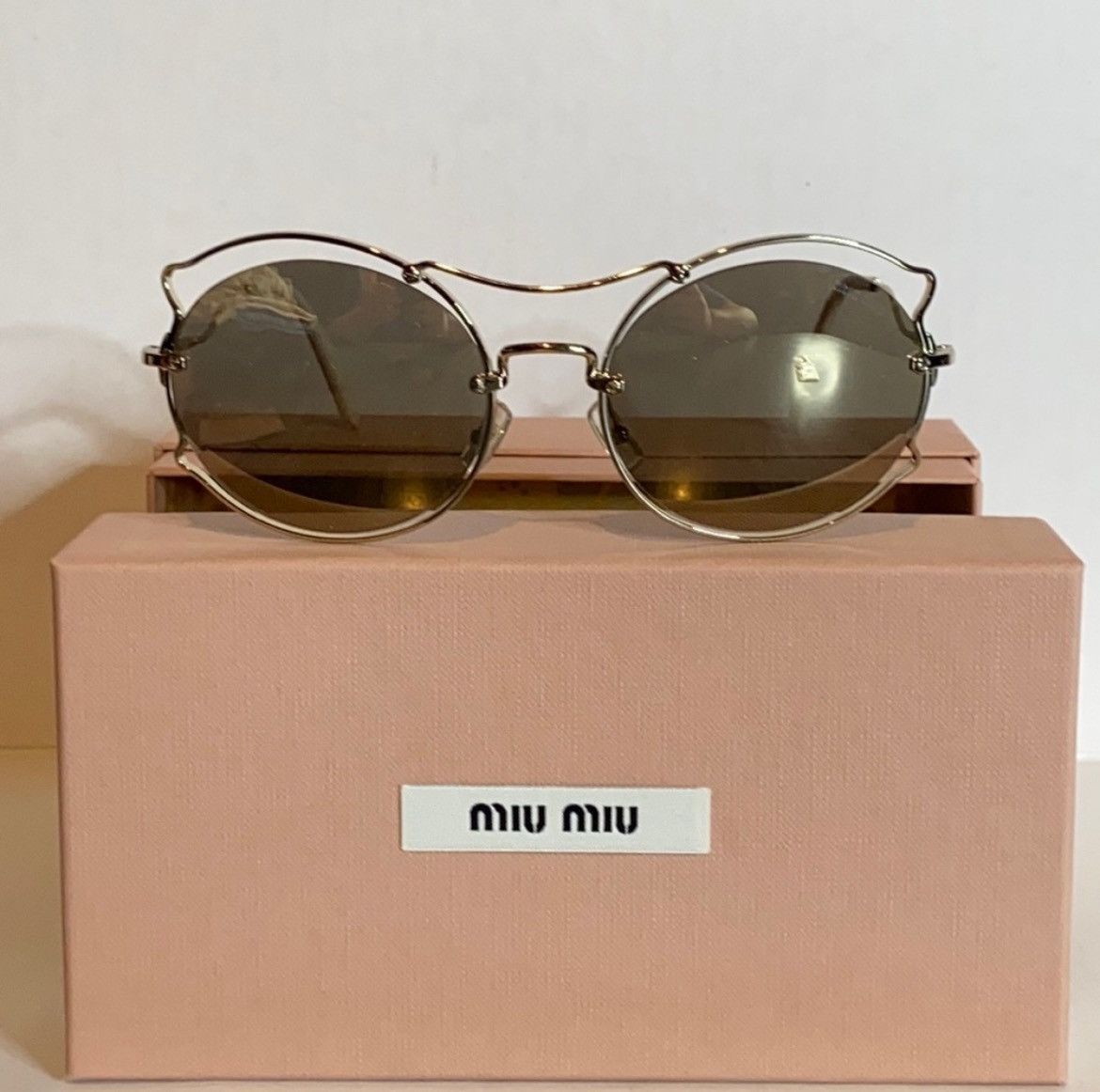 Miu Miu NIB MIU MIU MU 50SS Round Wire Rim Designer Sunglasses Size ONE SIZE - 1 Thumbnail