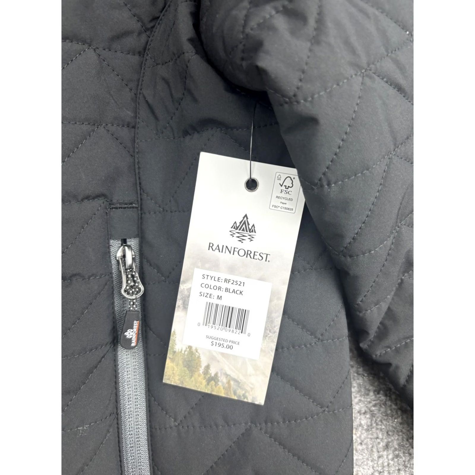 Vintage Rainforest Jacket Mens M Black Quilted Insulated Full Zip Pockets RF2521 Size US M / EU 48-50 / 2 - 2 Thumbnail