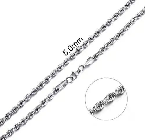 VIBE Silver 5mm Rope Chain Necklace Size ONE SIZE - 2 Thumbnail