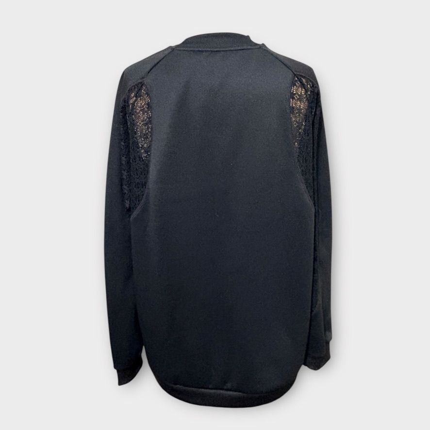 Adidas NEW Lace Oversized Pullover Adidas S Black Sheer Athleisure Size S / US 4 / IT 40 - 6 Thumbnail