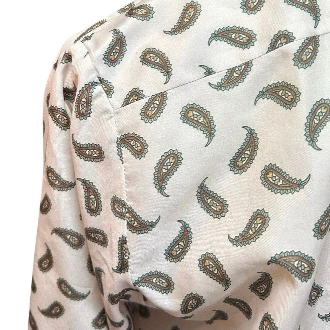 Handmade VTG 90s White Green Paisley Top Cloth Button Whimsigoth Boho Size M / US 6-8 / IT 42-44 - 18 Thumbnail