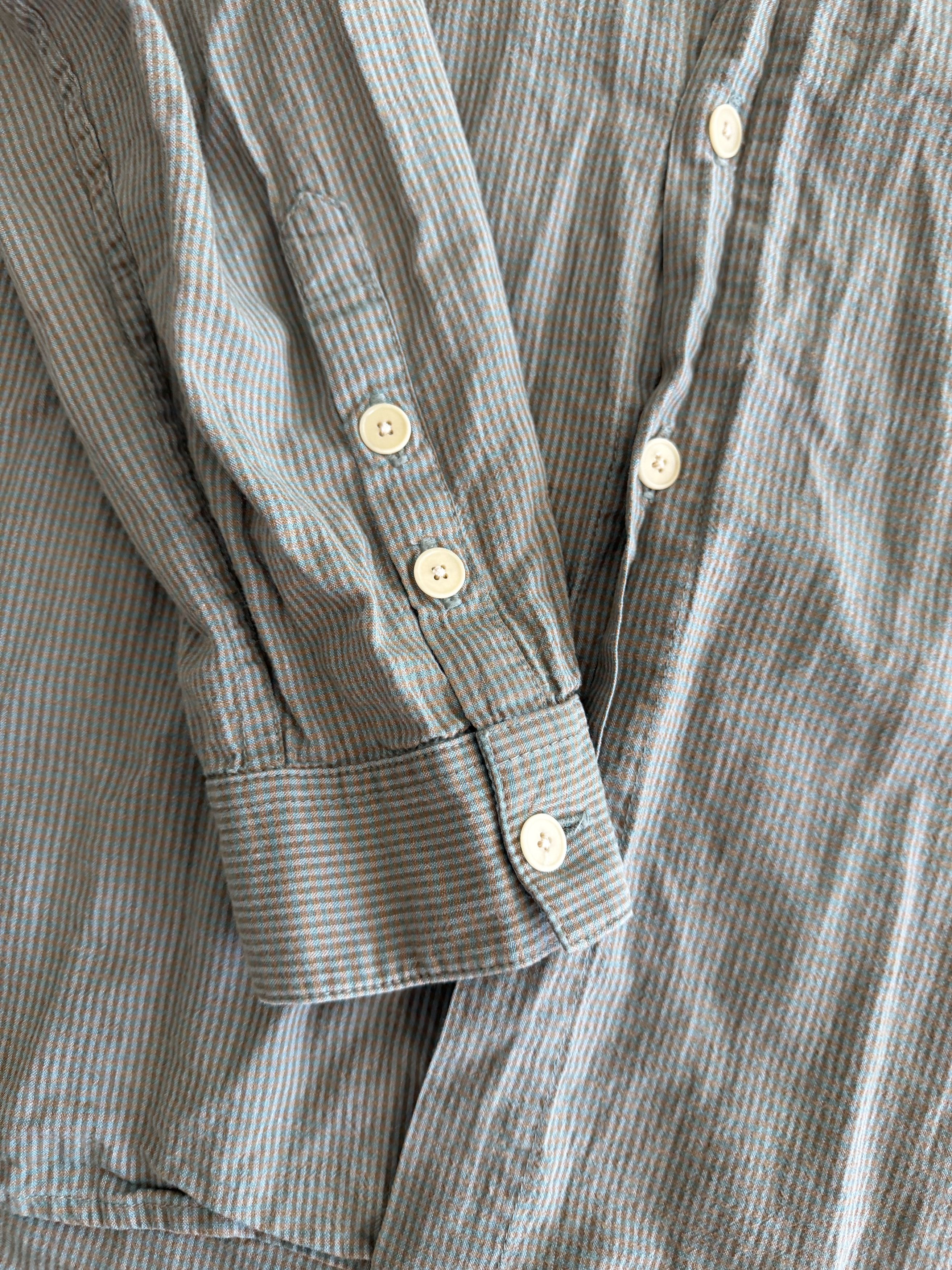 Folk Folk Green Check Cotton/Linen Shirt Size US L / EU 52-54 / 3 - 9 Thumbnail