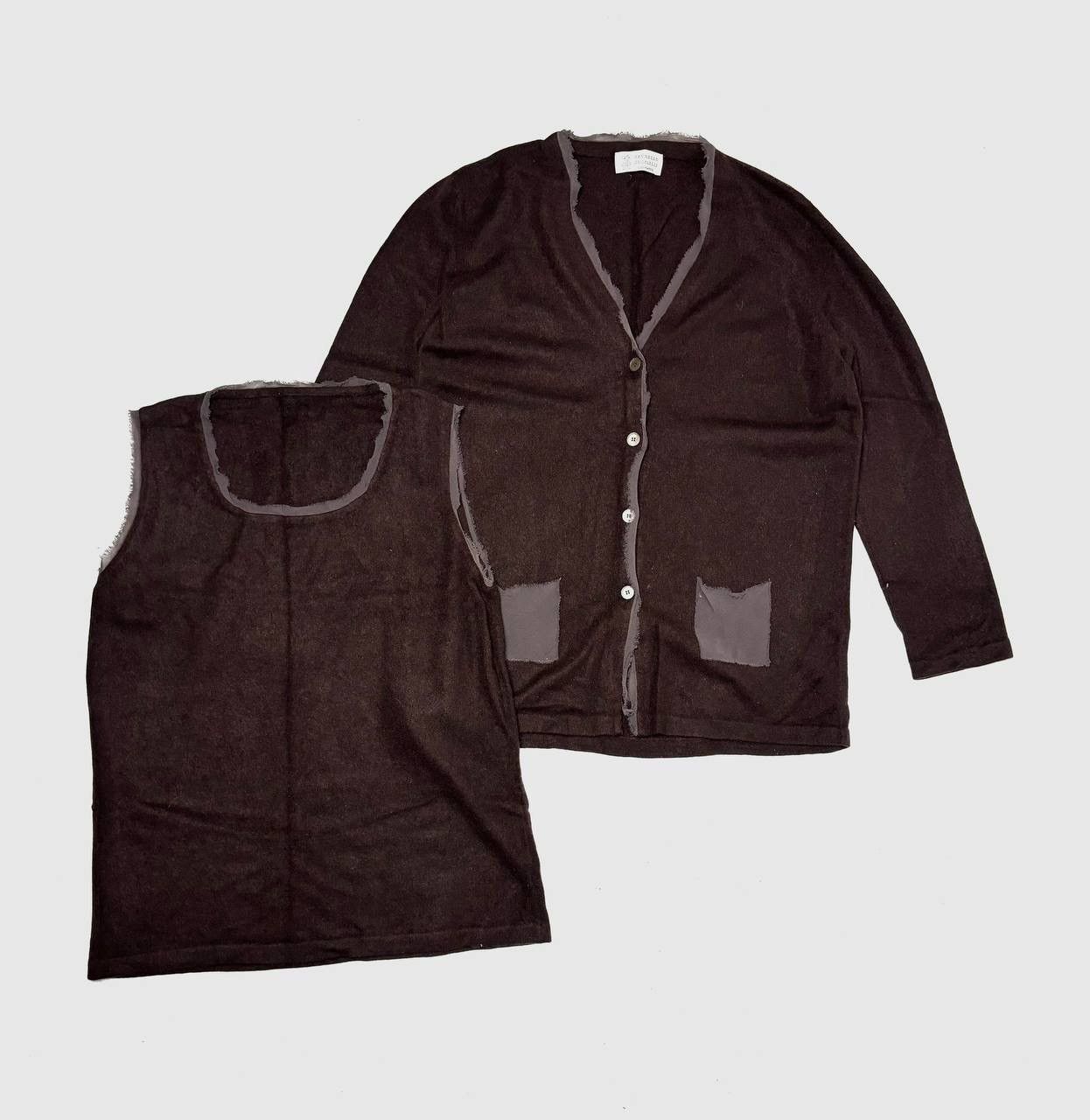 Image of Brunello Cucinelli Brunello Cucunelli Cashmere Twin Set in Brown, Women's (Size XL)