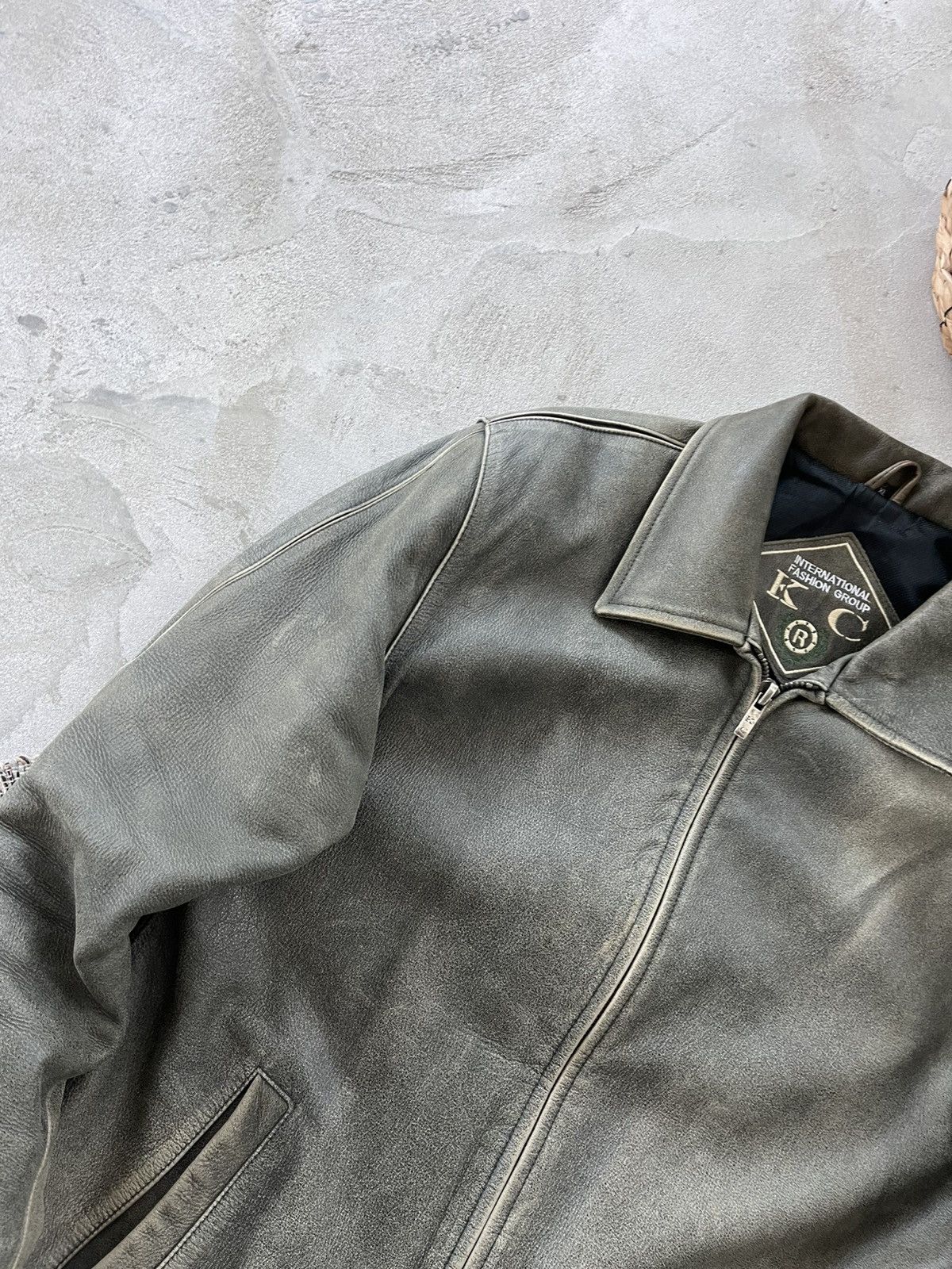 Genuine Leather Vintage Green-Grey Leather Coach Bomber Jacket Avantgarde Size XL / US 12-14 / IT 48-50 - 4 Thumbnail
