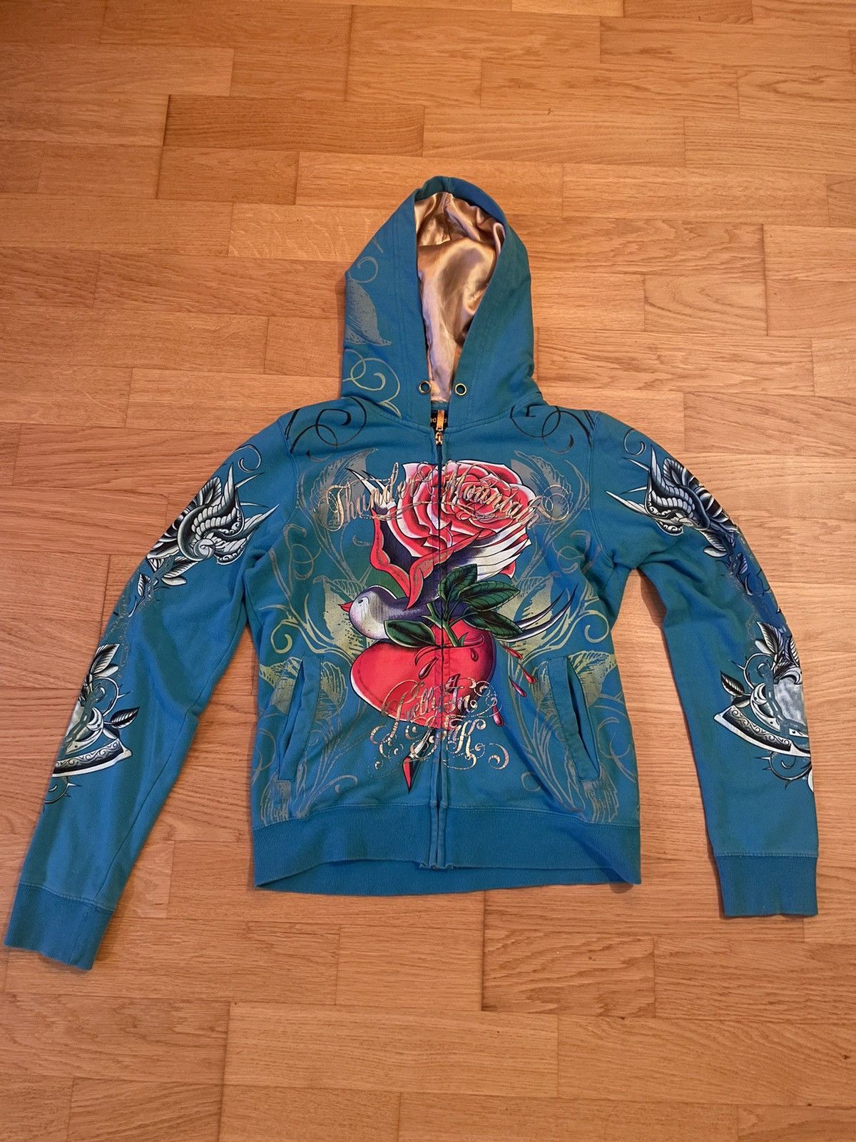 Vintage vintage y2k printed „Longsleeve Hoodie Poison Heart“ Size L / US 10 / IT 46 - 1 Thumbnail