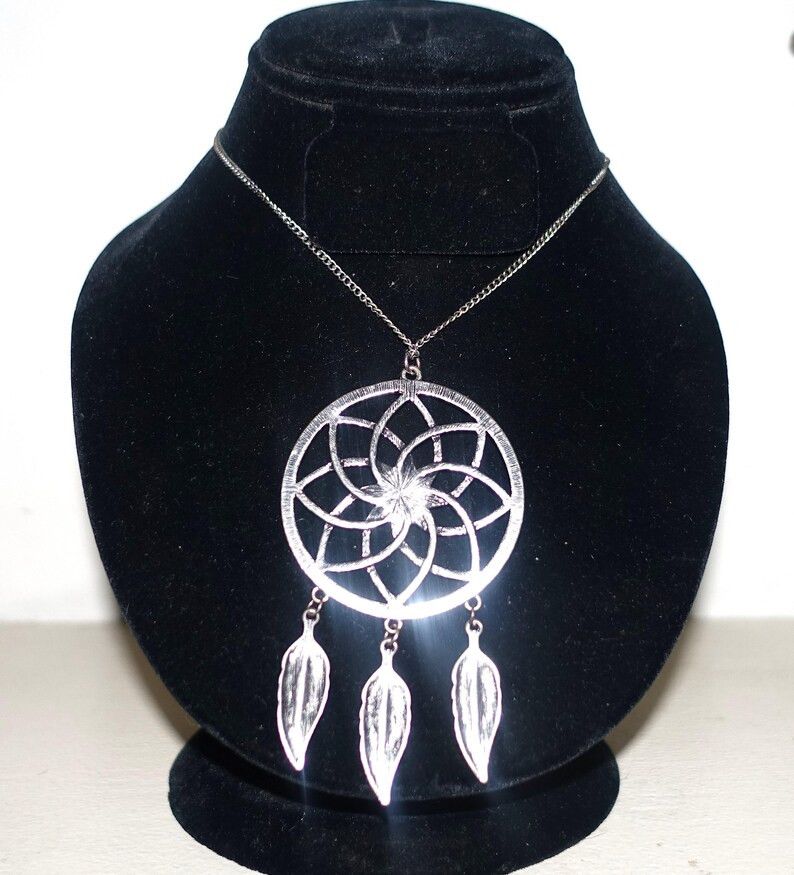 Vintage Silver tone Dream Catcher Necklace 16" Size ONE SIZE - 4 Thumbnail