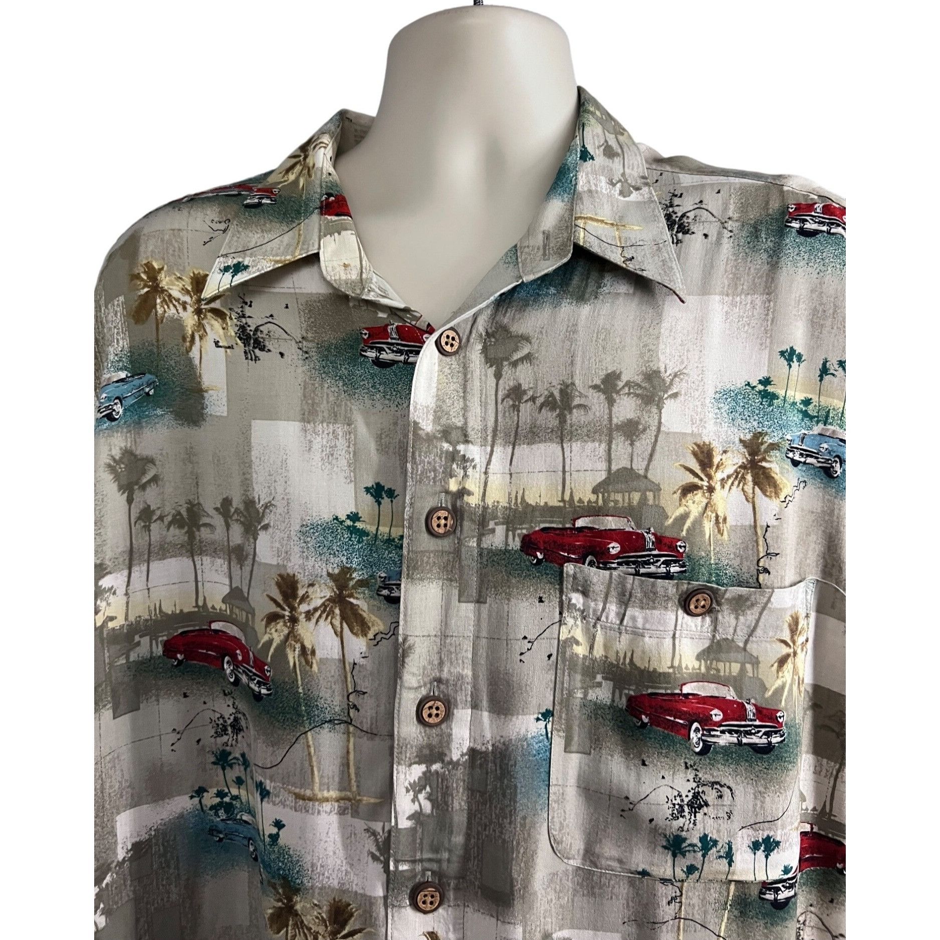 Vintage Mens Hawaiian Floral Button Up Camp Shirt XL Pocket Retro Cl Size US XL / EU 56 / 4 - 4 Thumbnail