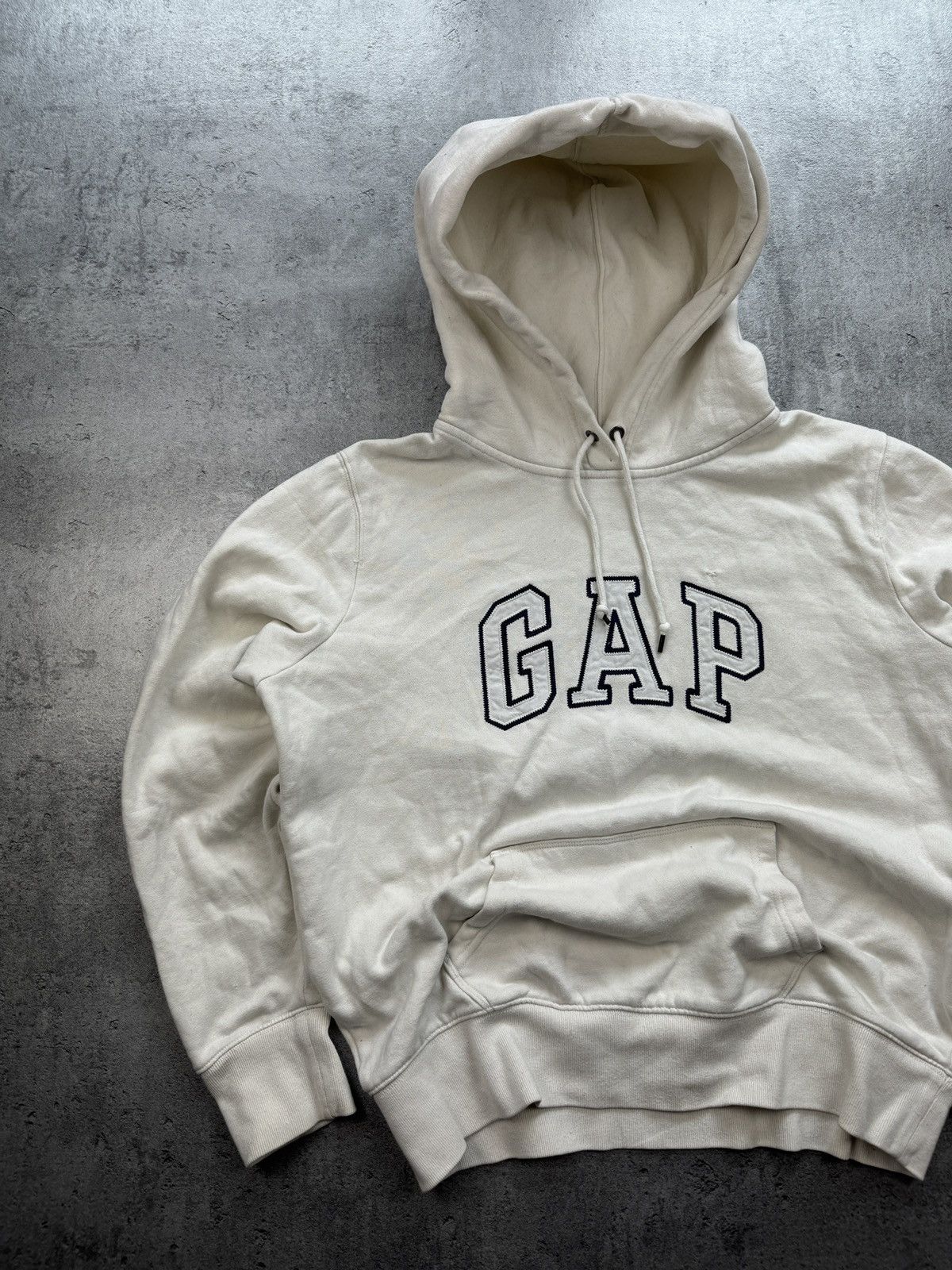 Gap × Vintage GAP boxy hoodie beige vintage spellout logo rap skate y2k Size US M / EU 48-50 / 2 - 2 Thumbnail