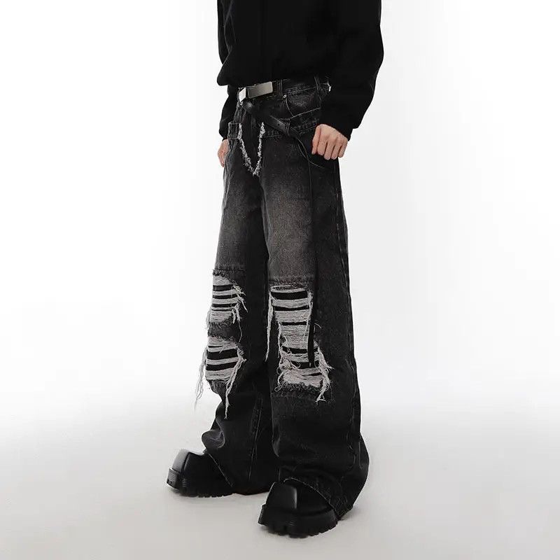 Jean × Vintage Japanese Opium Ripped pants design high street holes washed Size US 32 / EU 48 - 2 Thumbnail