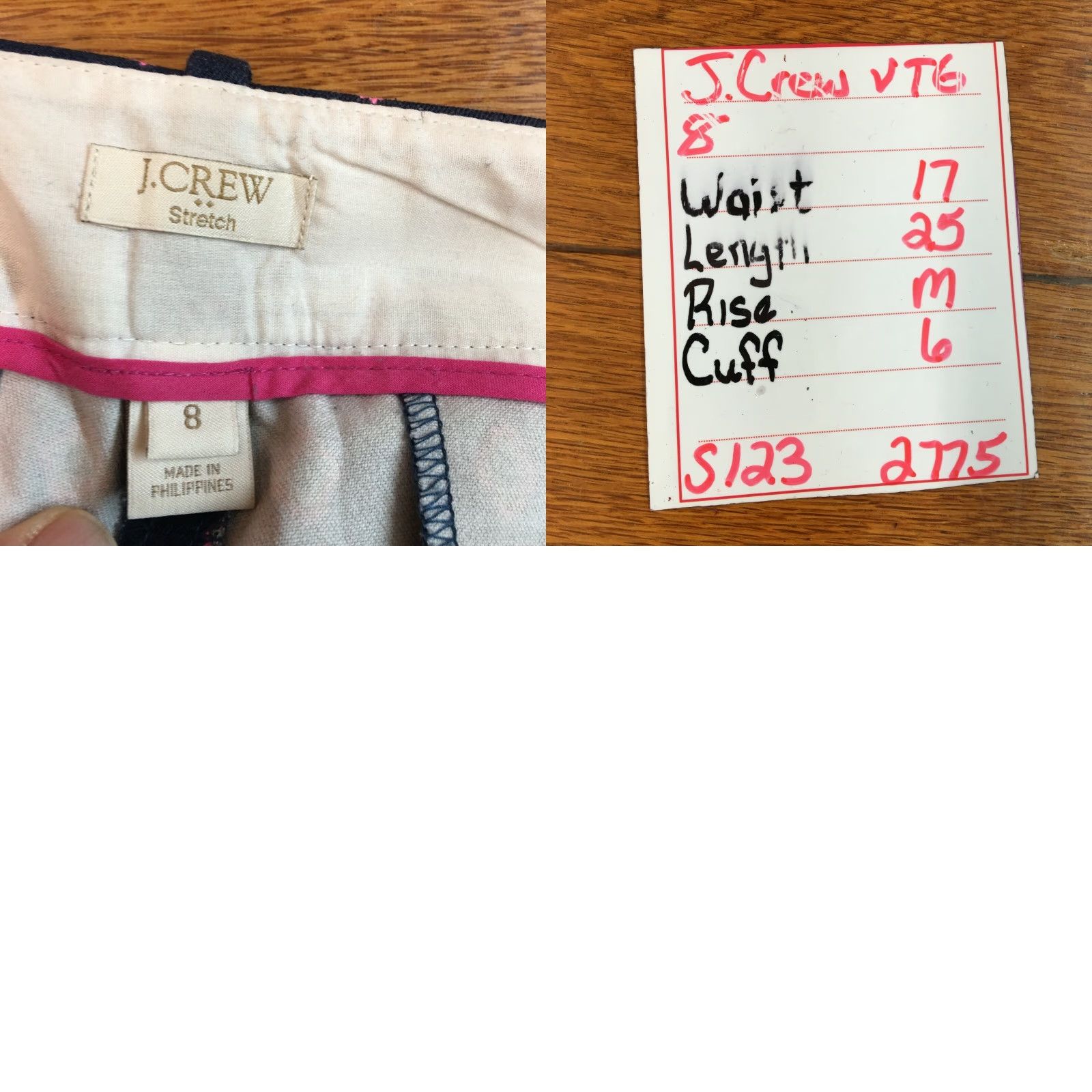 Vintage J Crew Capri Pants Women 8 Navy Floral Mid Rise Flat Front Casual Bottoms Size 34" / US 12 / IT 48 - 8 Thumbnail