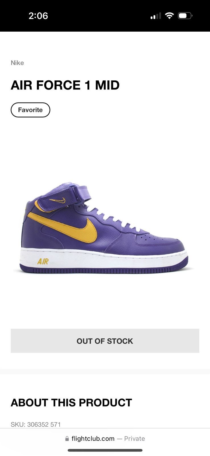 Nike 2004 Air Force One Mid (LAKERS) Size US 10 / EU 43 - 12 Thumbnail