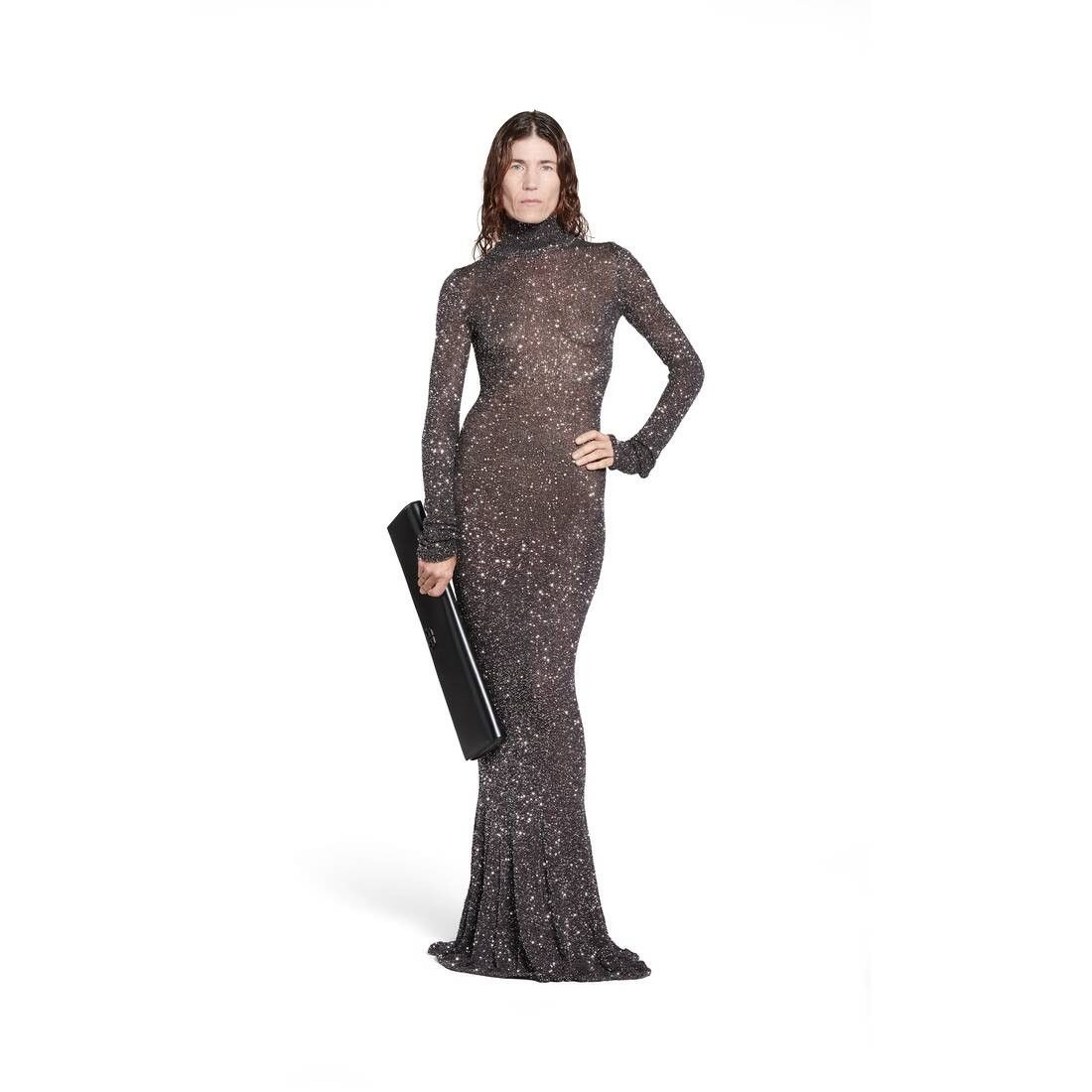 Balenciaga o1in1g0326 Maxi Dress in Black/Silver Size M / US 6-8 / IT 42-44 - 2 Thumbnail