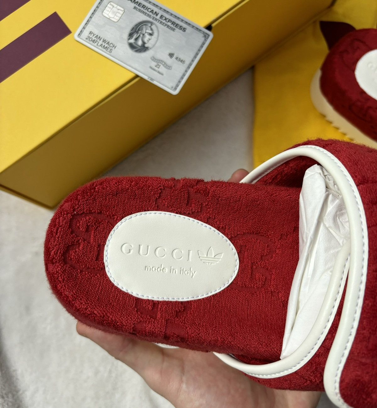 Gucci Gucci x Adidas Red Monogram GG Slides Size US 8 / EU 41 - 4 Thumbnail
