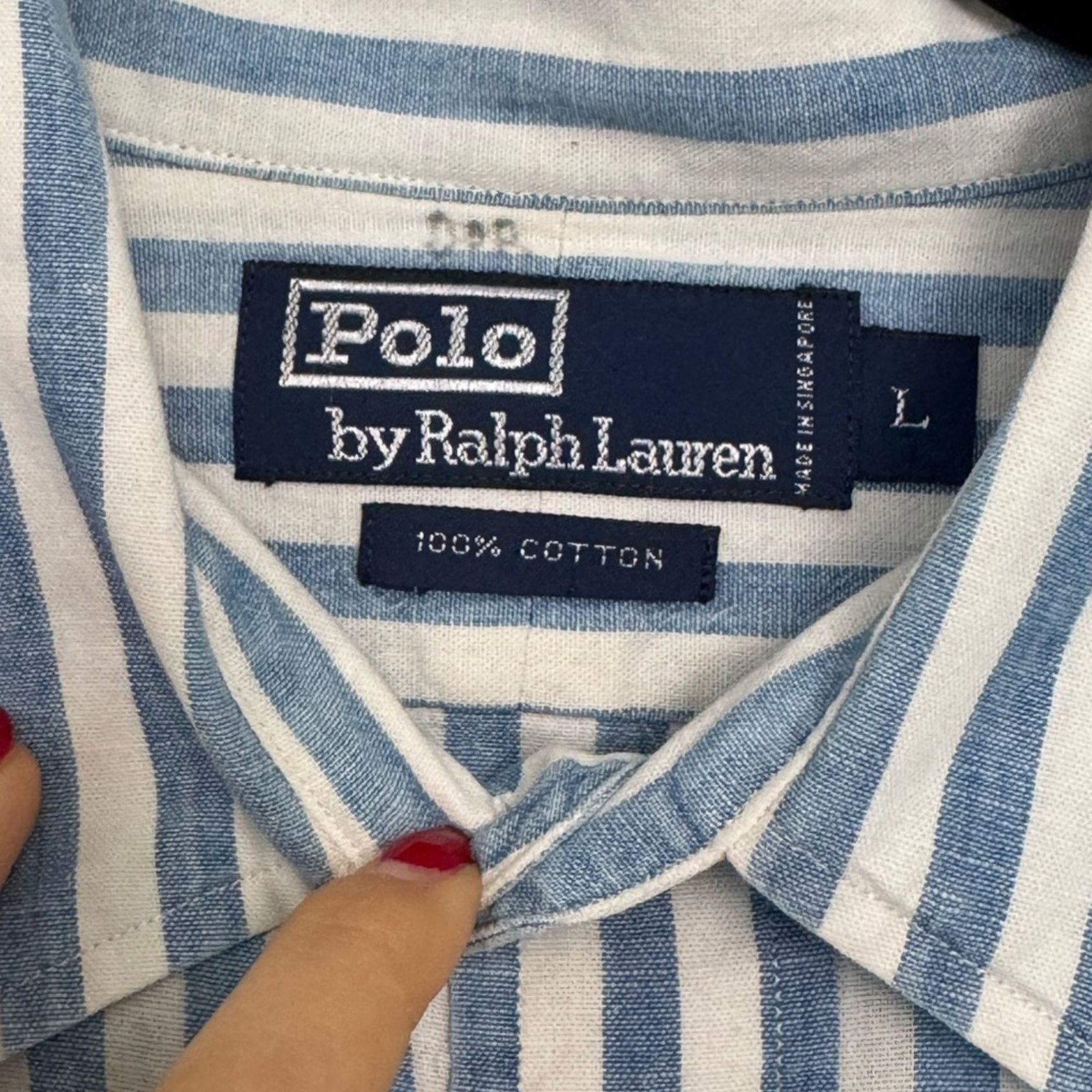 Ralph Lauren Ralph Lauren Men's Blue and White Striped Shirt Size US L / EU 52-54 / 3 - 4 Thumbnail