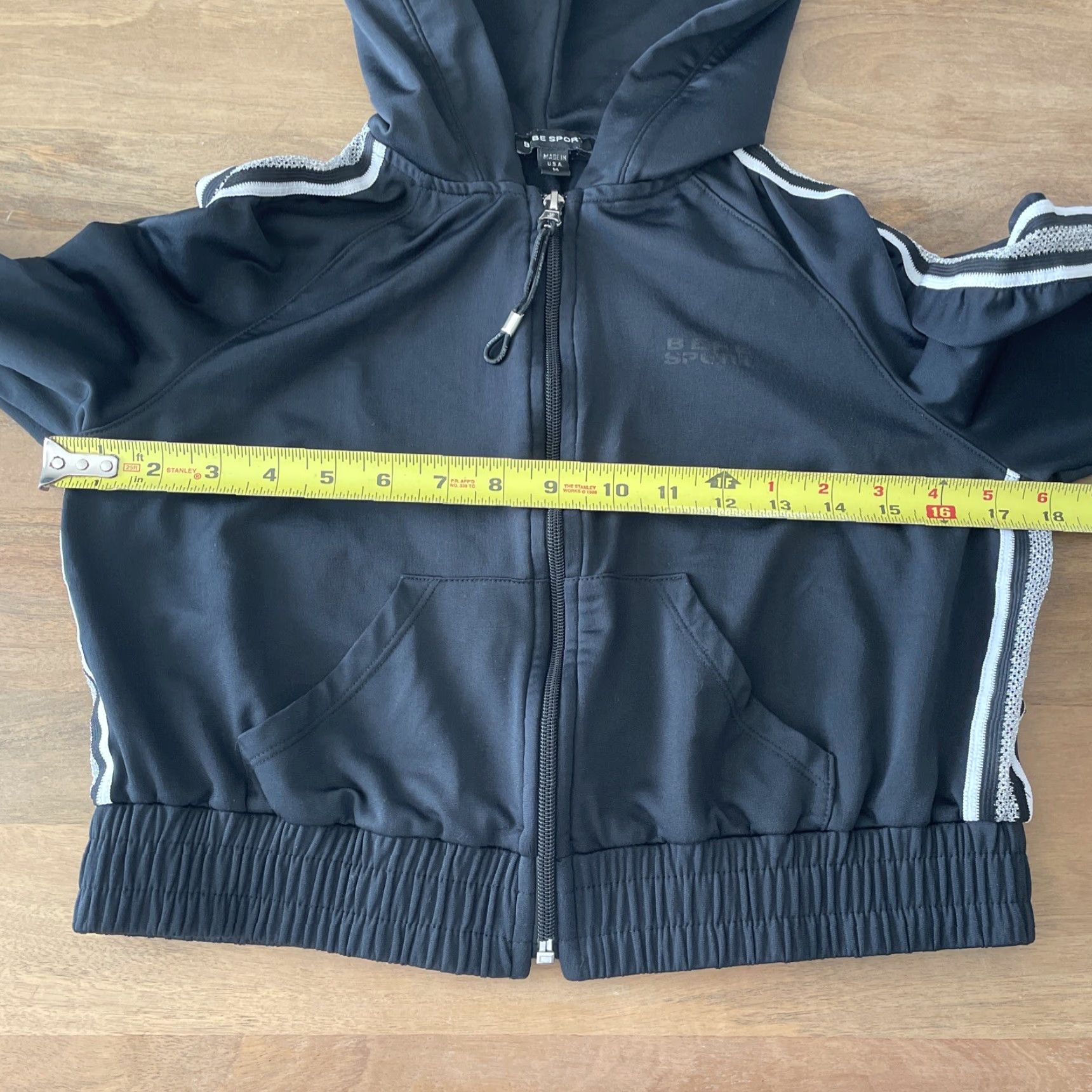 Bebe VINTAGE bebe Full Zip Hooded Hoodie Shirt Womens Medium Black 90s USA Glitter Zipper Size M / US 6-8 / IT 42-44 - 6 Thumbnail