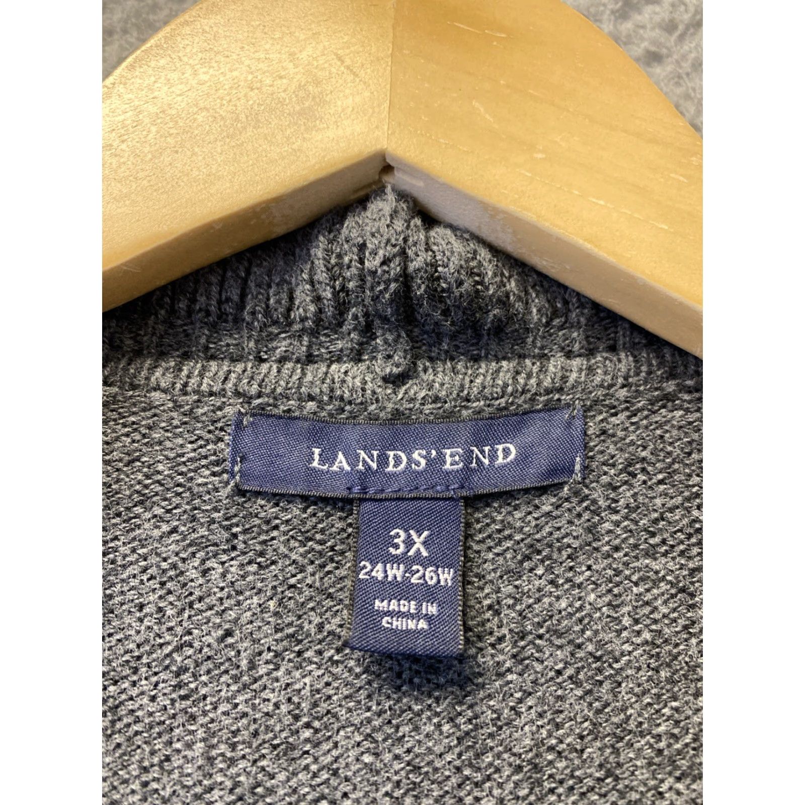 Lands' End Lands' End Cardigan Sweater Women 3XL Gray Mock Neck Long Sleeve Knit Full Zip Wool Cotton Nylon Fair Isle Seasonal Fall Winter Spring Womens Size XXL / US 16-18 / IT 52-54 - 4 Thumbnail