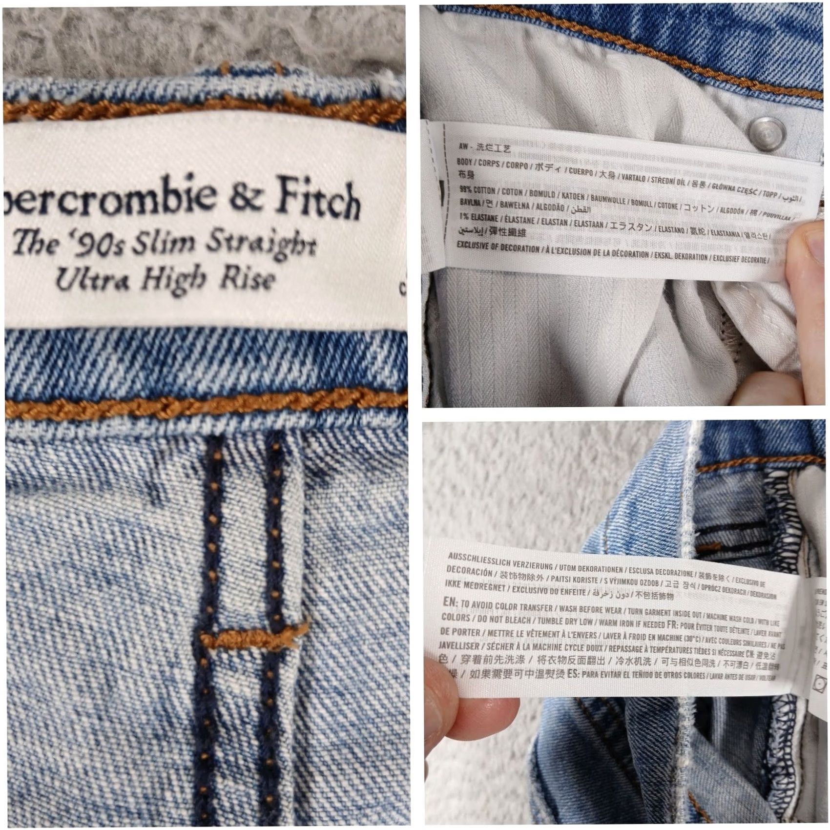Abercrombie & Fitch Abercrombie & Fitch Jeans 90s Slim Straight Ultra High Rise Light Wash 31/12R Womens Blue Denim Pocket Stretch Size 24" / US 00 / IT 34 - 4 Thumbnail