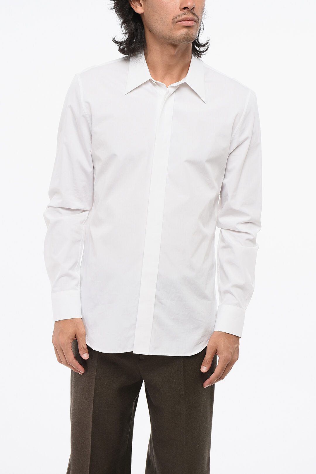 Alexander McQueen og1mm0925 Poplin Cotton Shirt in White Size US M / EU 48-50 / 2 - 1 Thumbnail