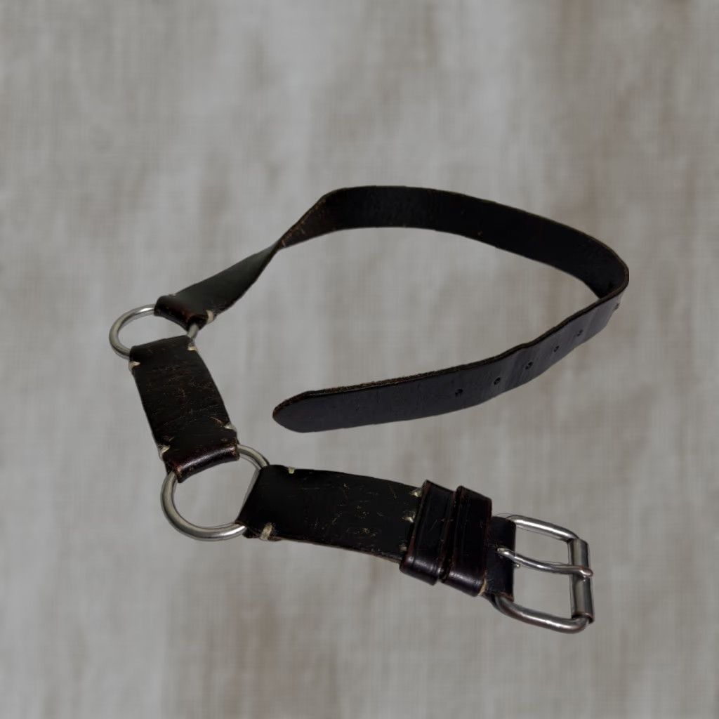 Gap VINTAGE Gap Black Leather Belt Double Metal Loop Flaw Holes Size 34” Women's Small S Metal 34” Belt Women Gap Black Leather Belt 90s Y2K Size ONE SIZE - 1 Thumbnail
