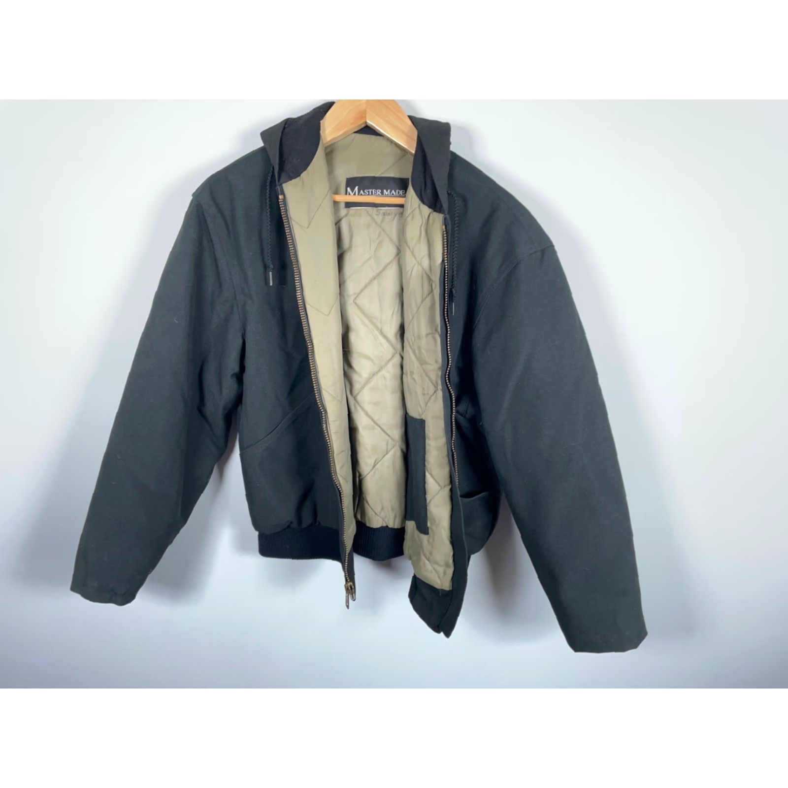 Vintage VINTAGE Master Made Canvas Jacket Men's XL Black Zip Up Hooded Quilted Lining Workwear Size US XL / EU 56 / 4 - 4 Thumbnail