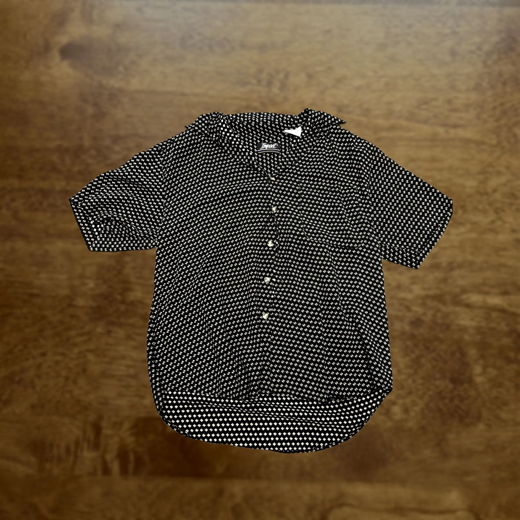 Vintage Impact Shirt Mens Large Black Geometric Print Button Front Rayon Short Sleeve Size US M / EU 48-50 / 2 - 1 Thumbnail