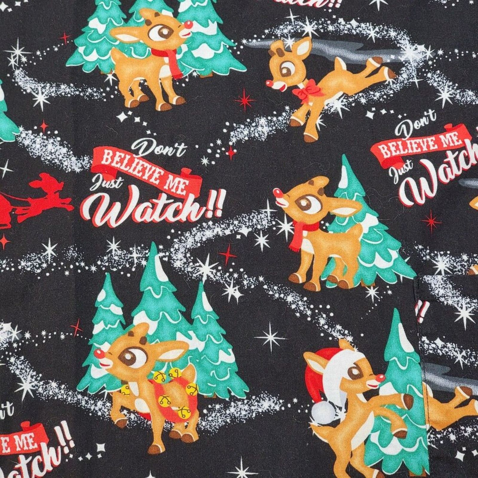 Other Rudolph The Red-Nosed Reindeer Graphic Scrub Top - Size 2XL Size XXL / US 16-18 / IT 52-54 - 2 Thumbnail