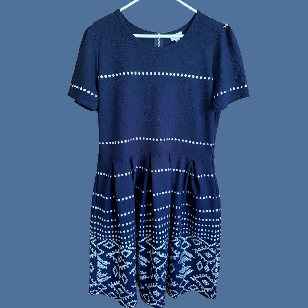 Vintage Holiday Dress Womens 3X Navy Silver Classy Party Office Size XXL / US 16-18 / IT 52-54 - 1 Thumbnail