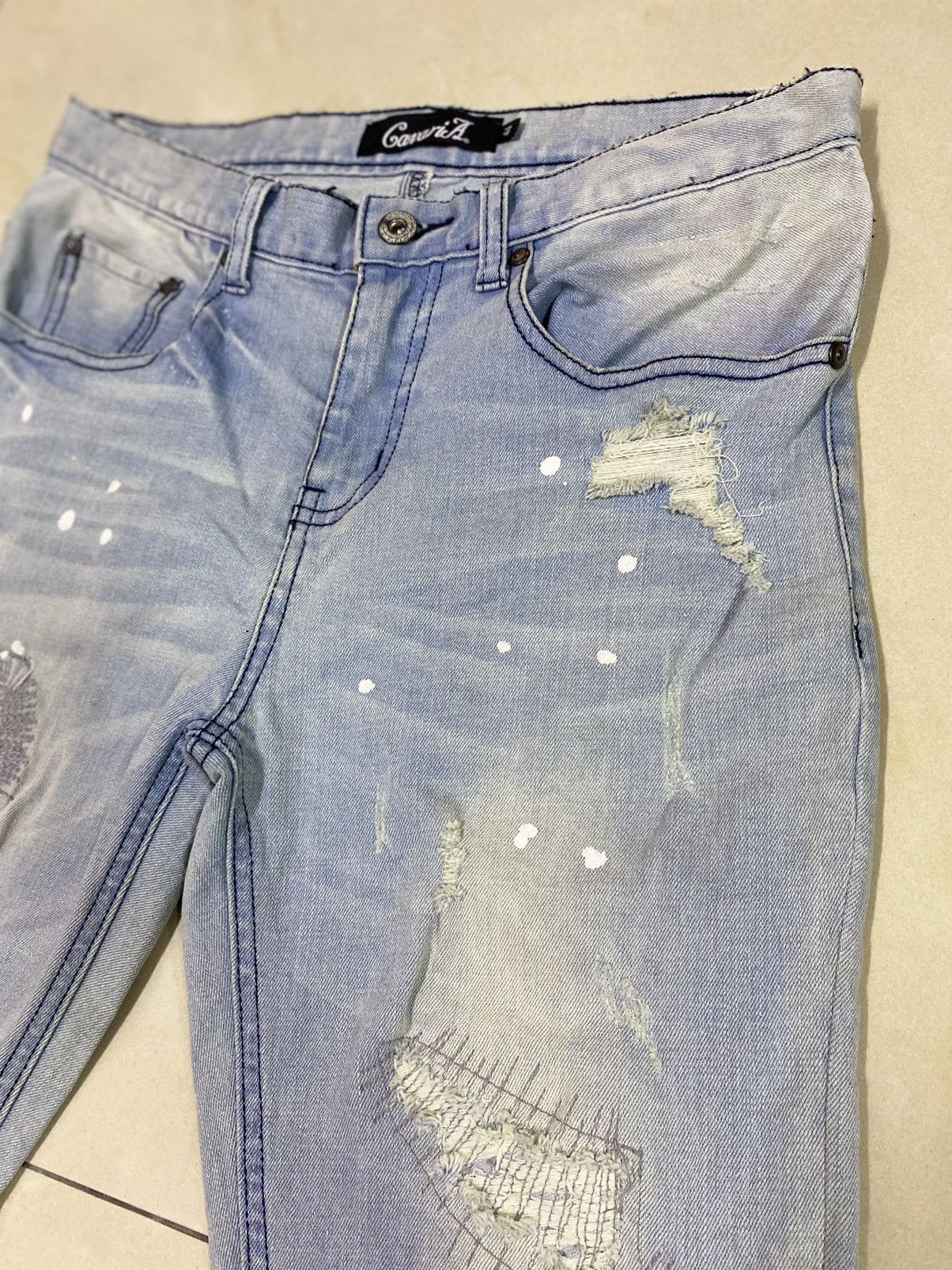Japanese Brand × Le Grande Bleu (L.G.B.) Distressed Ripped Cavari A Denim Size US 29 - 4 Thumbnail