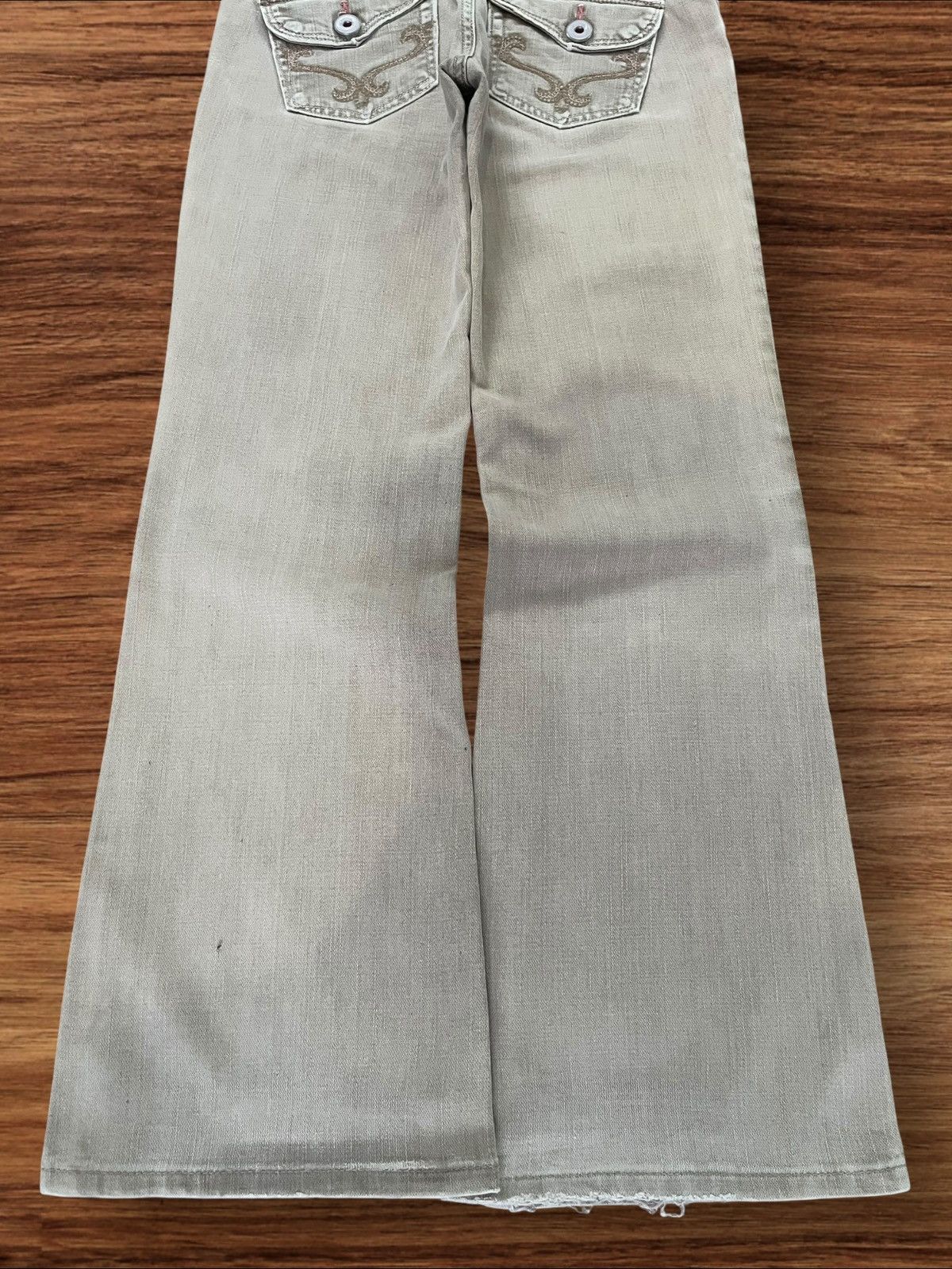Edwin × Japanese Brand × Le Grande Bleu (L.G.B.) Vintage Japanese Brand Khaki Wash Mid Rise Wide Flare Jeans Size 28" / US 6 / IT 42 - 6 Thumbnail