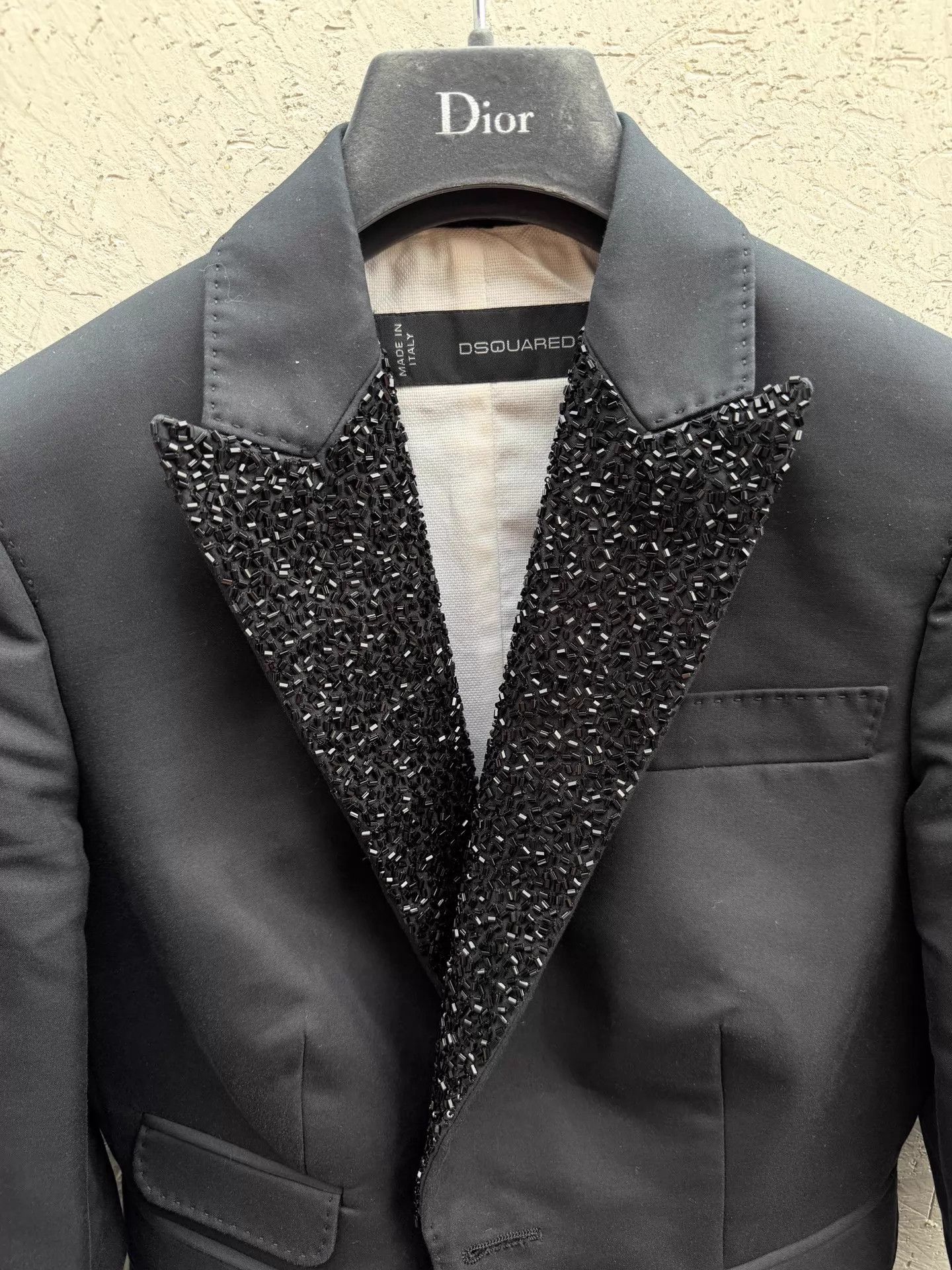 Dsquared2 Dsquared² Black Sequin Collar Slim Blazer 40 Size S / US 4 / IT 40 - 2 Thumbnail