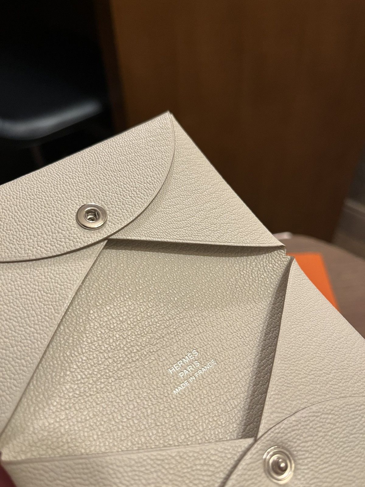 Hermes Super Rare Chèvre Mysore Hermes Calvi Wallet Mushroom Size ONE SIZE - 8 Thumbnail