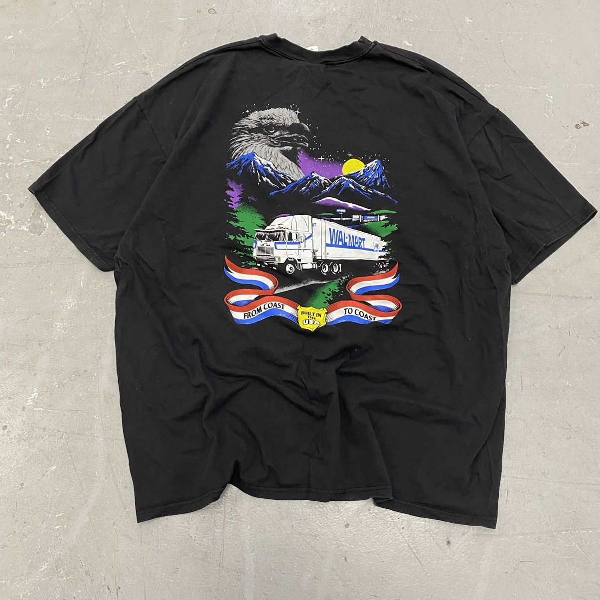 Japanese Brand × Vintage × Walmart Vintage 90s Walmart Trucking Trucker Eagle Tee Biker Grunge Size US XXL / EU 58 / 5 - 2 Thumbnail