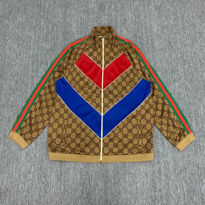 Gucci Gucci Brown Logo Print Jacket with Color Blocks- DMC Size US L / EU 52-54 / 3 - 1 Thumbnail