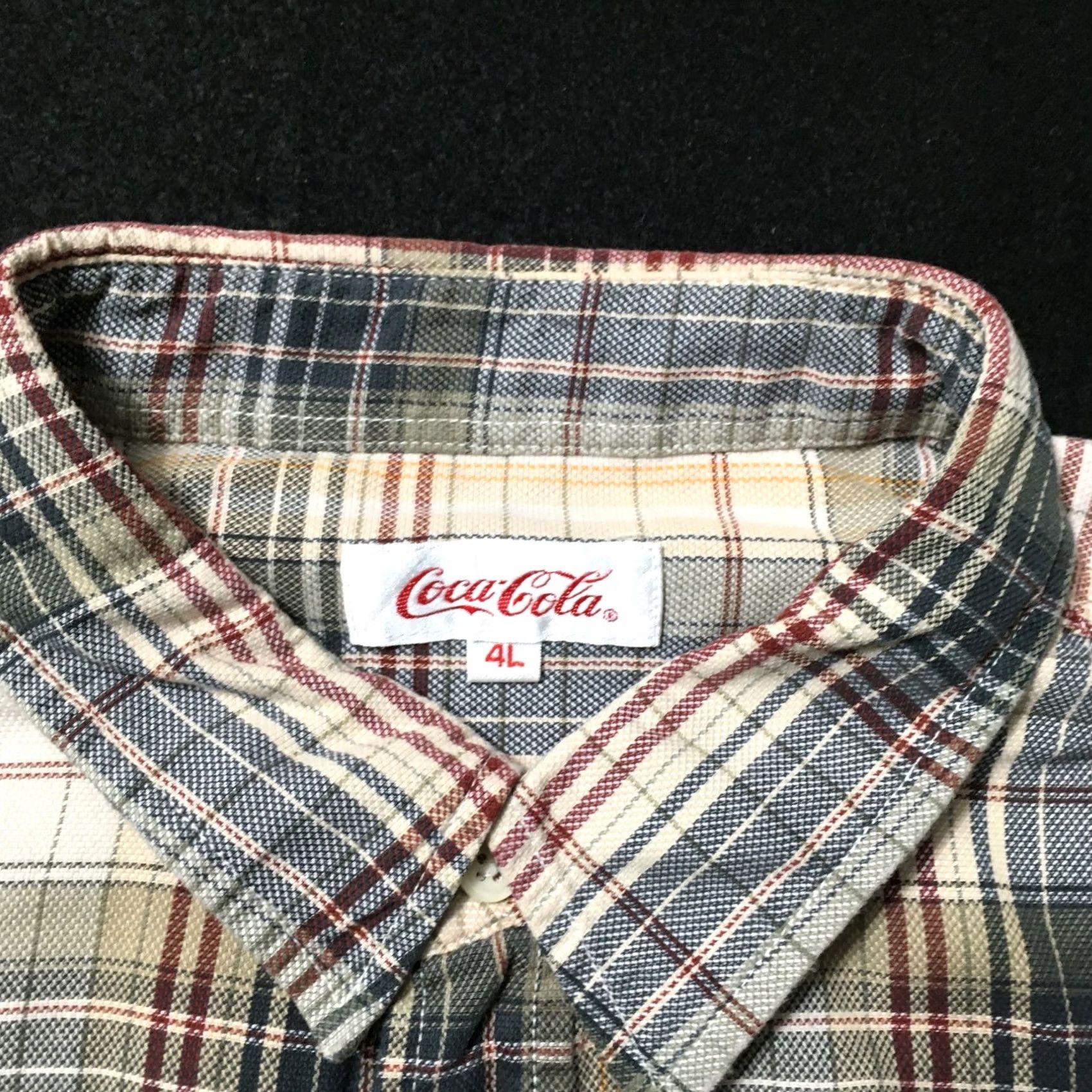 Vintage Coca-Cola Mens Long Sleeve Button-Up Plaid Shirt sz 4L Beige Size US S / EU 44-46 / 1 - 2 Thumbnail