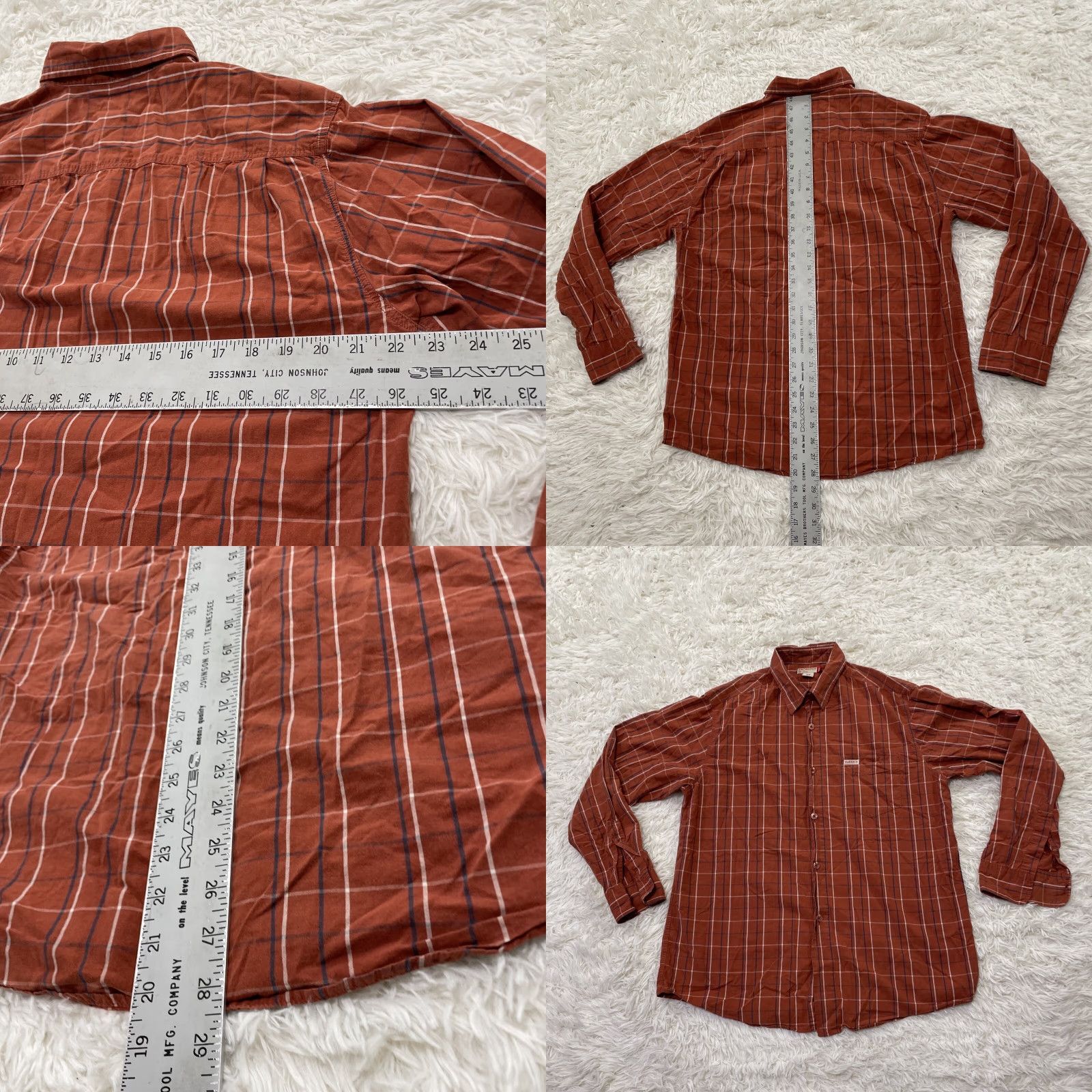 Guess VINTAGE GUESS Long Sleeve Shirt Men M Burnt Orange Western Plaid Streetwear Outdoor Size US M / EU 48-50 / 2 - 8 Thumbnail