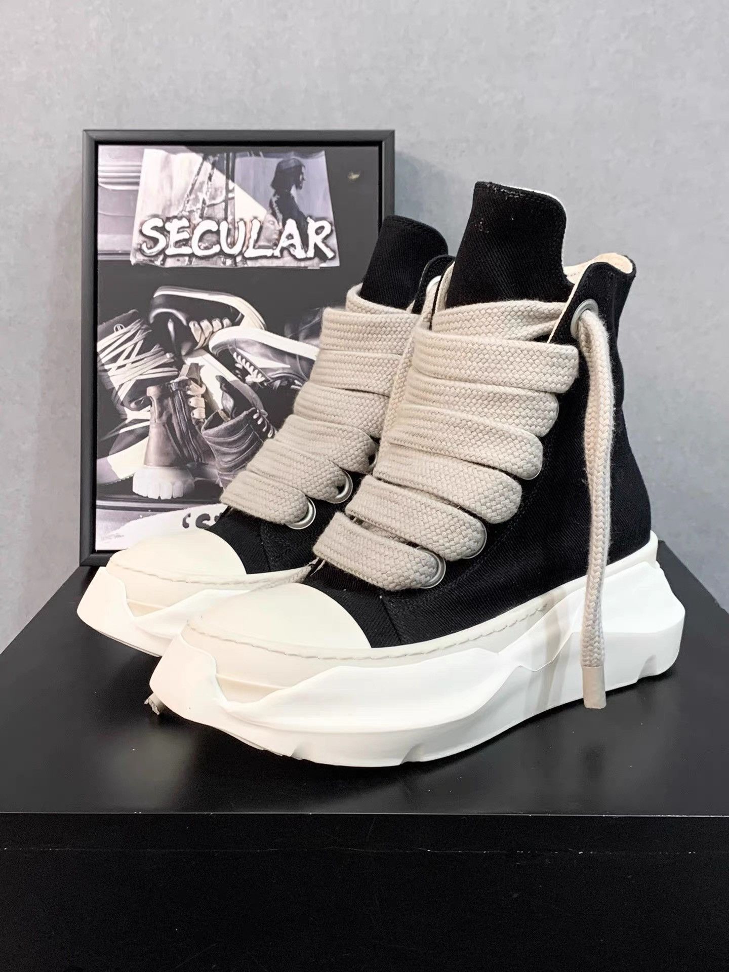 Rick Owens Rick Owens High Top Big Converse with Tractor Sole K34 Size US 7.5 / IT 37.5 - 1 Thumbnail