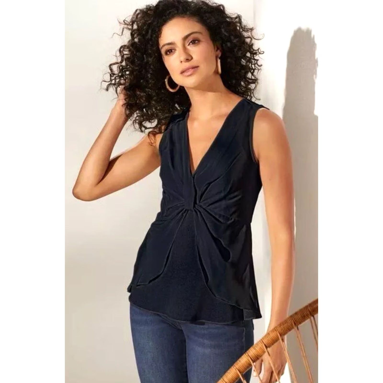 Soft Surroundings VINTAGE Soft Surroundings Tank Top Women’s Small Black Enka Twisted Front Whimsy NEW Size S / US 4 / IT 40 - 2 Thumbnail