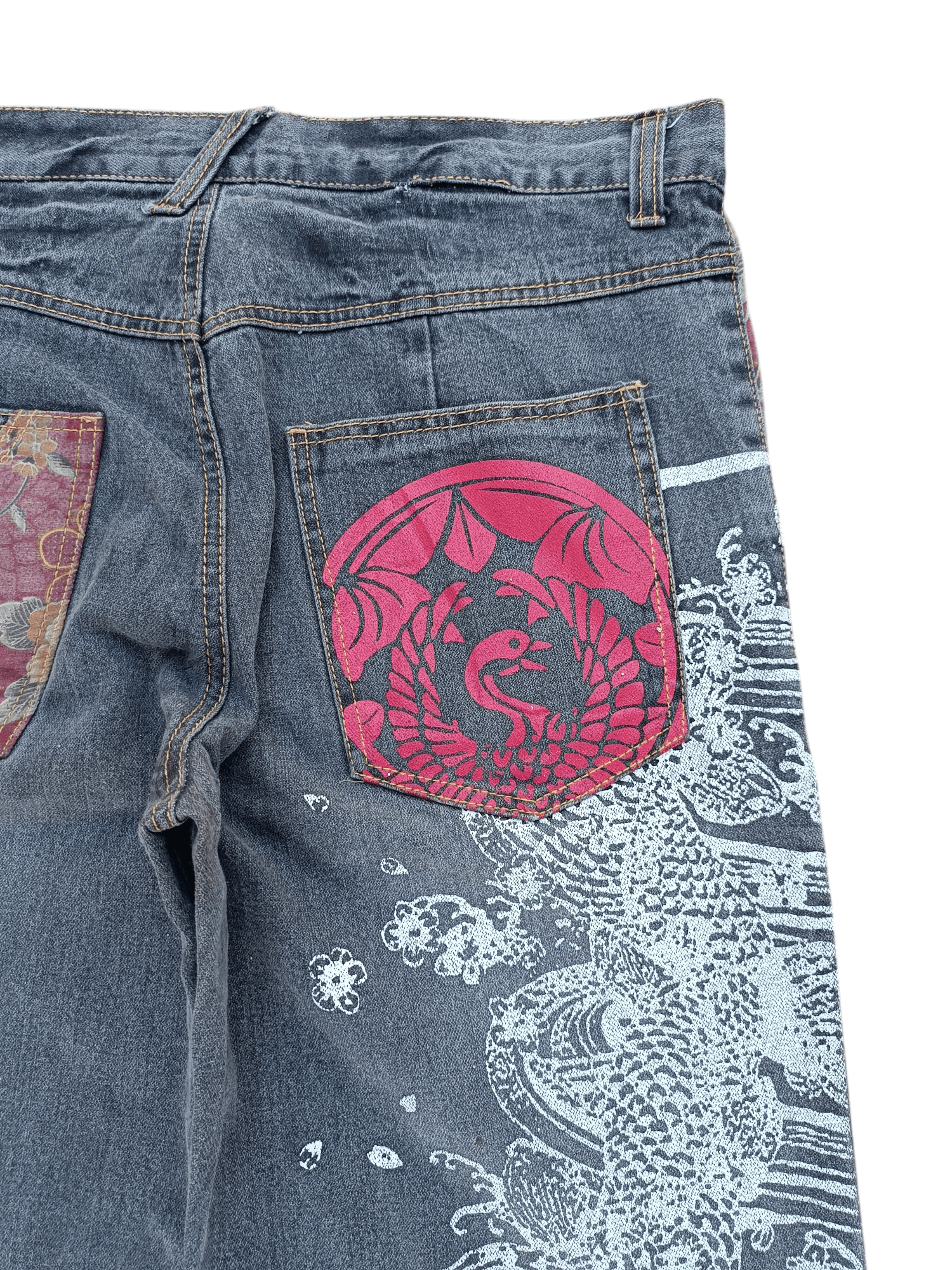 Japanese Brand RARE 🔥 Japanese Brand B-S Printed Koi Fish Floral Jeans Size US 36 / EU 52 - 17 Thumbnail