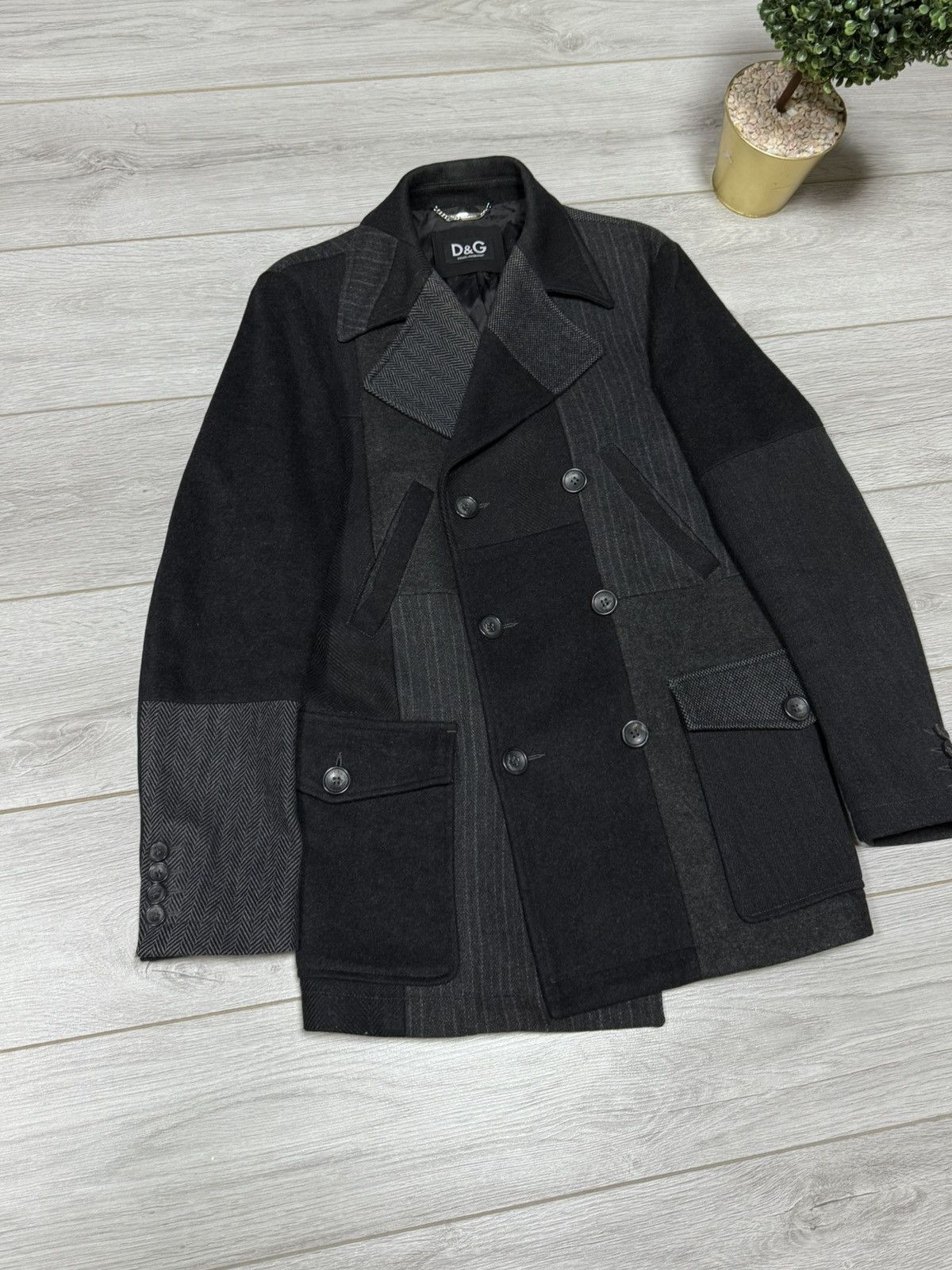 Dolce & Gabbana D&G Patchwork Wool Double-Breasted Coat, Size 48 Dolce Size US M / EU 48-50 / 2 - 2 Thumbnail