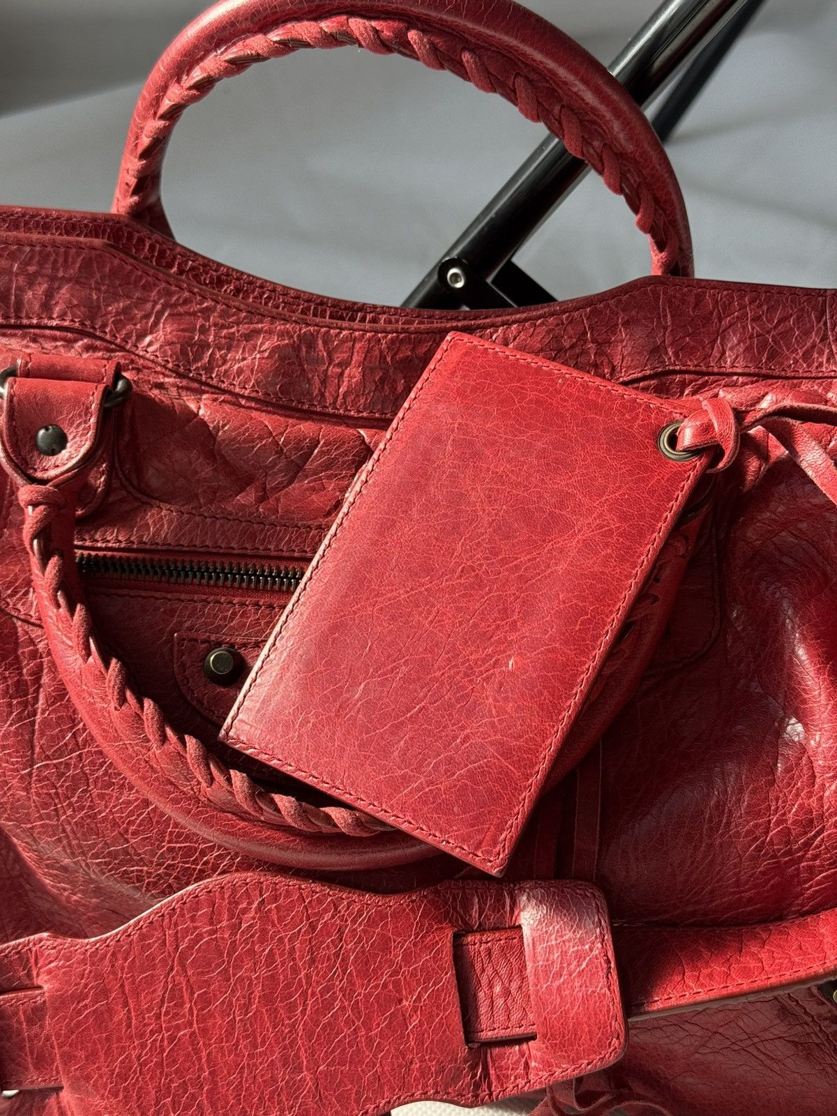 Balenciaga Authentic Balenciaga Red City Bag Real Leather Handbag Size ONE SIZE - 21 Thumbnail