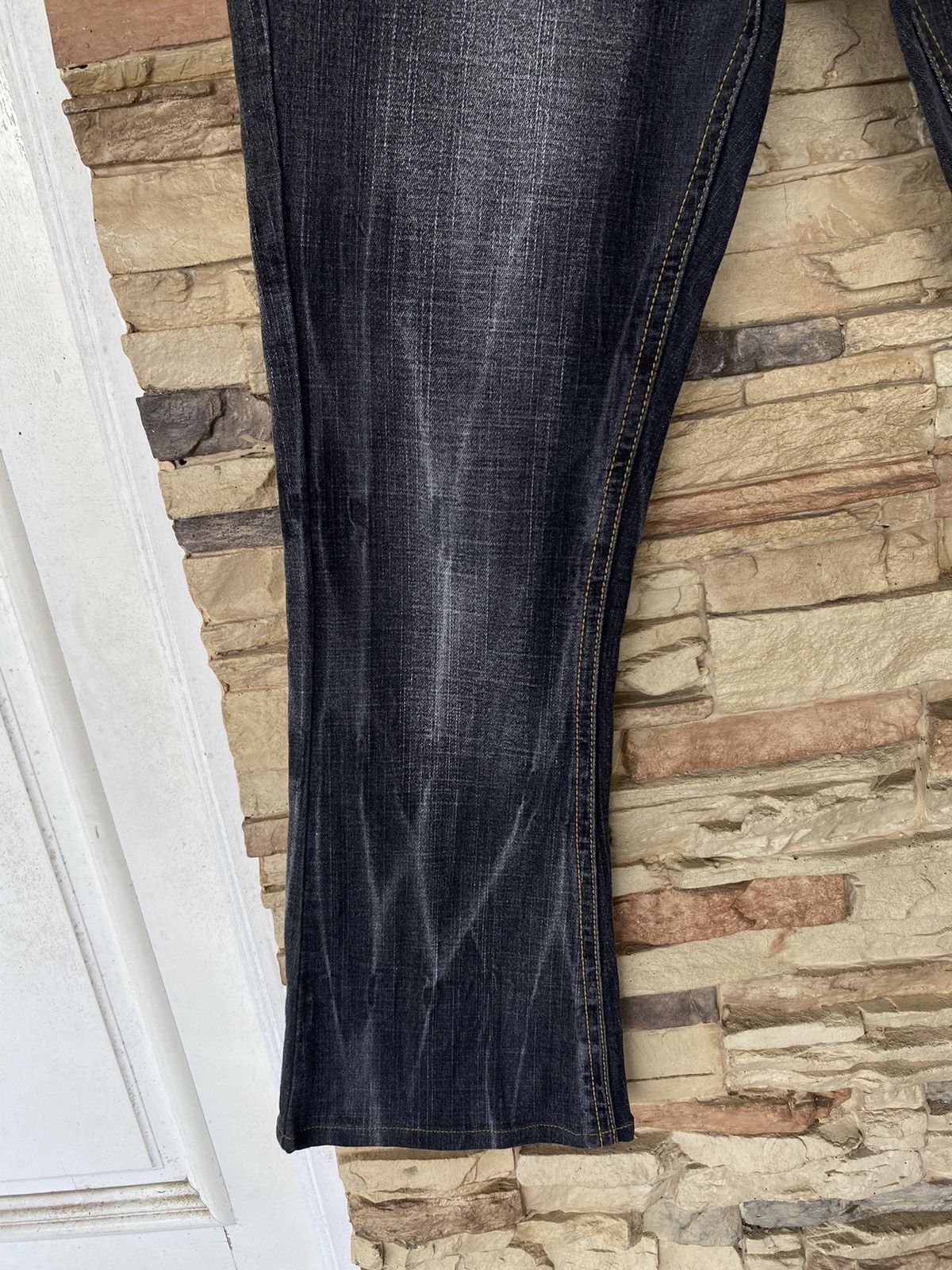 If Six Was Nine BCBG Skull Cross 💀 Flare Jeans Button Boot Cut Size US 33 - 12 Thumbnail