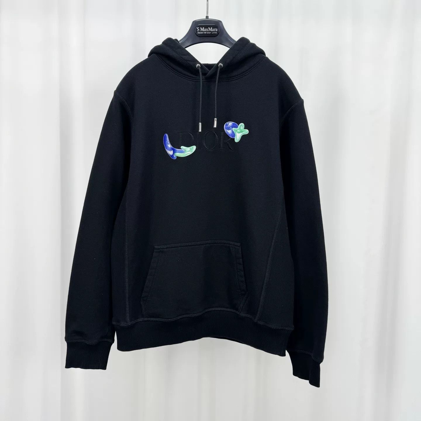 dior kenny scharf embroidered letter hoodie