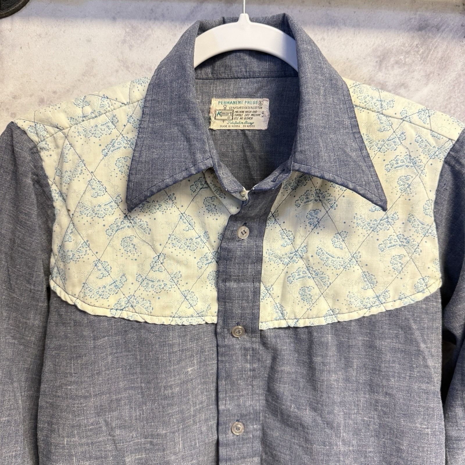 Vintage Vintage 70s Kmart Permanent Press Button Up Shirt Womens 18x Size M / US 6-8 / IT 42-44 - 3 Thumbnail